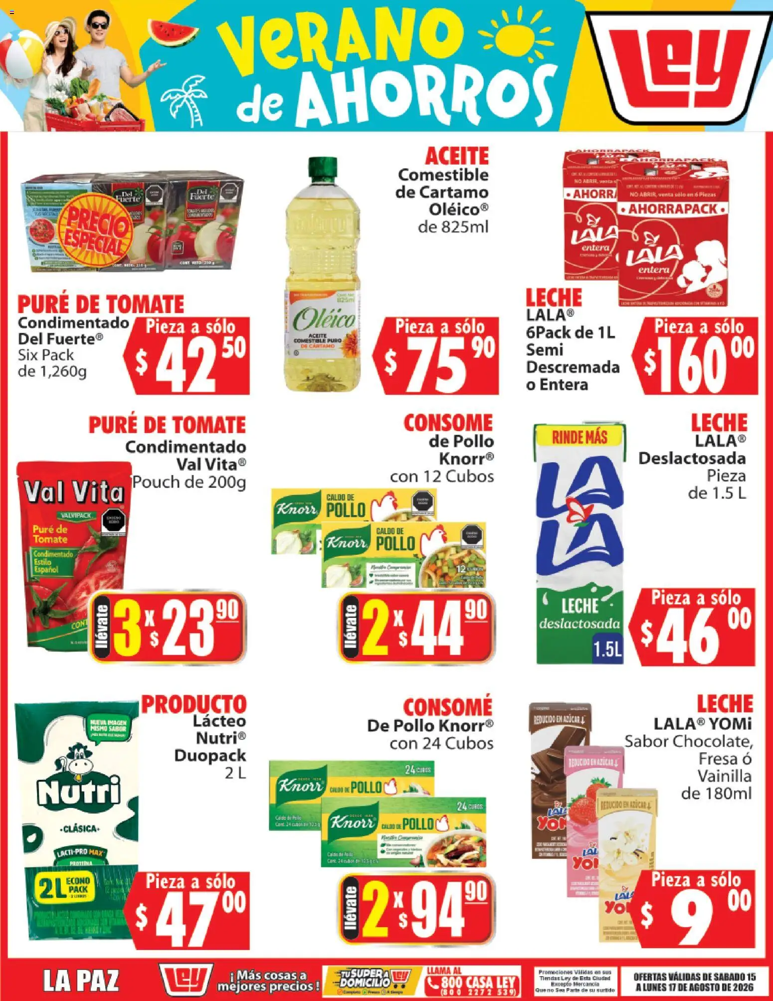 Nuevas ofertas de Casa Ley válidas en toda la República Mexicana desde el 15/08/2026. ¡Encuentra las mejores ofertas en Casa Ley folleto Verano de ahorros! | Página: 1 | Productos: Fresa, Aceite, Vainilla, Puré