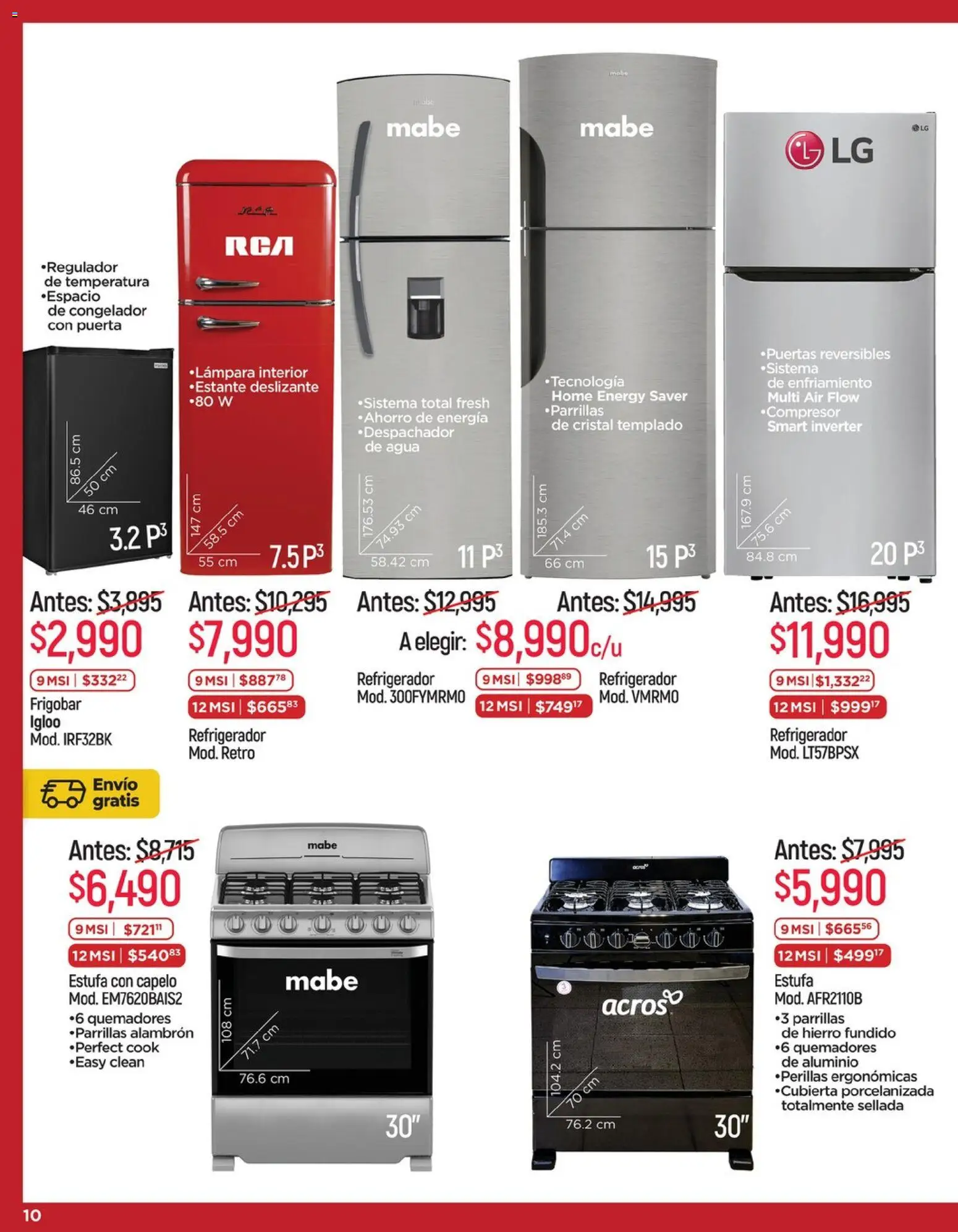 Nuevas ofertas de Chedraui válidas en toda la República Mexicana desde el 15.05.2026. ¡Encuentra las mejores ofertas en Chedraui folleto LLevarte más ! | Página: 10 | Productos: Refrigerador, Estante, Frigobar, Congelador