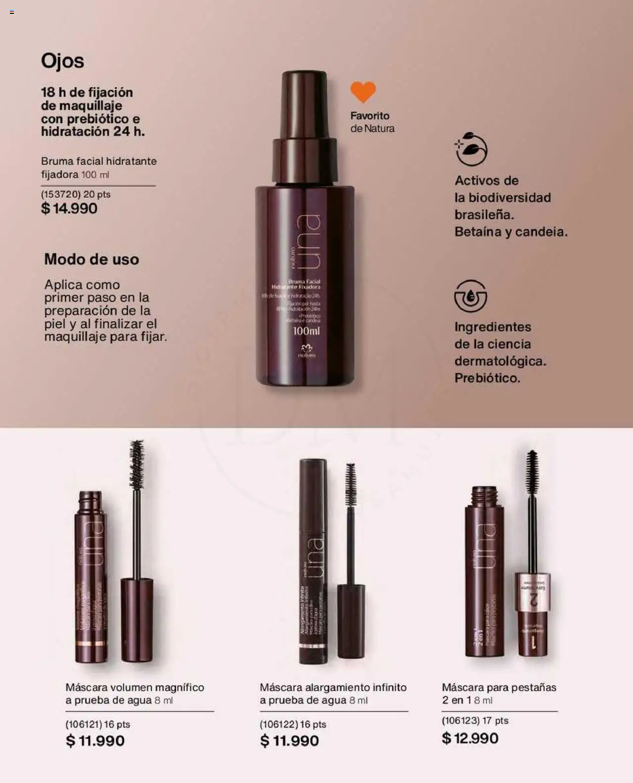 Natura catálogo │ válido desde el 26.06.2025 | Página: 58 | Productos: Bruma facial, Agua, Maquillaje, Máscara