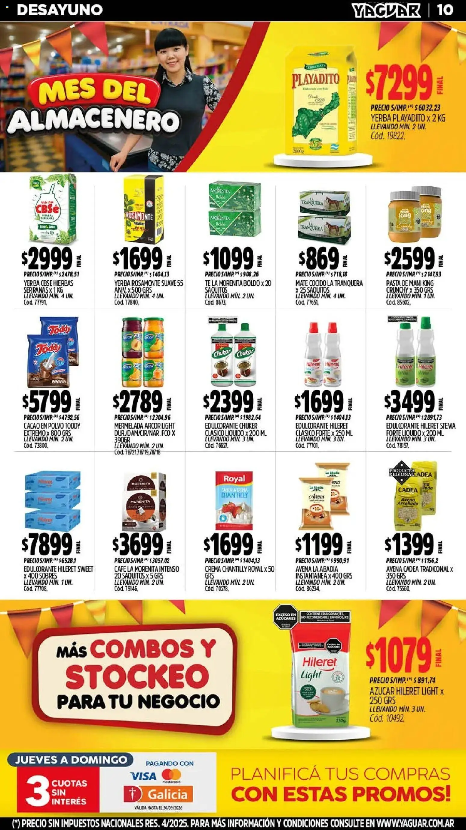 Yaguar - Oferta Semanal Mendoza │ válido desde el 28/09/2026 | Página: 10 | Productos: Azucar, Avena, Té, Crema