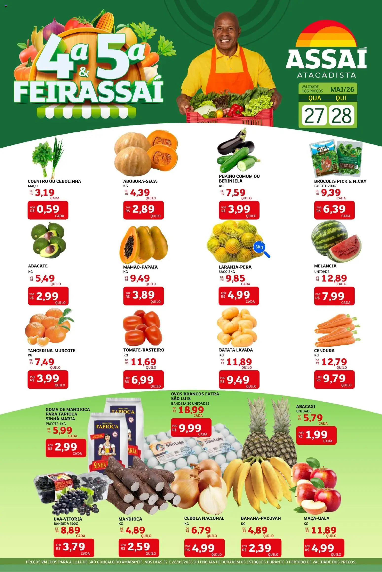 Assaí Atacadista Folheto - válido de 27.05.2026 | Página: 1 | Produtos: Melancia, Cenoura, Bandeja, Batata