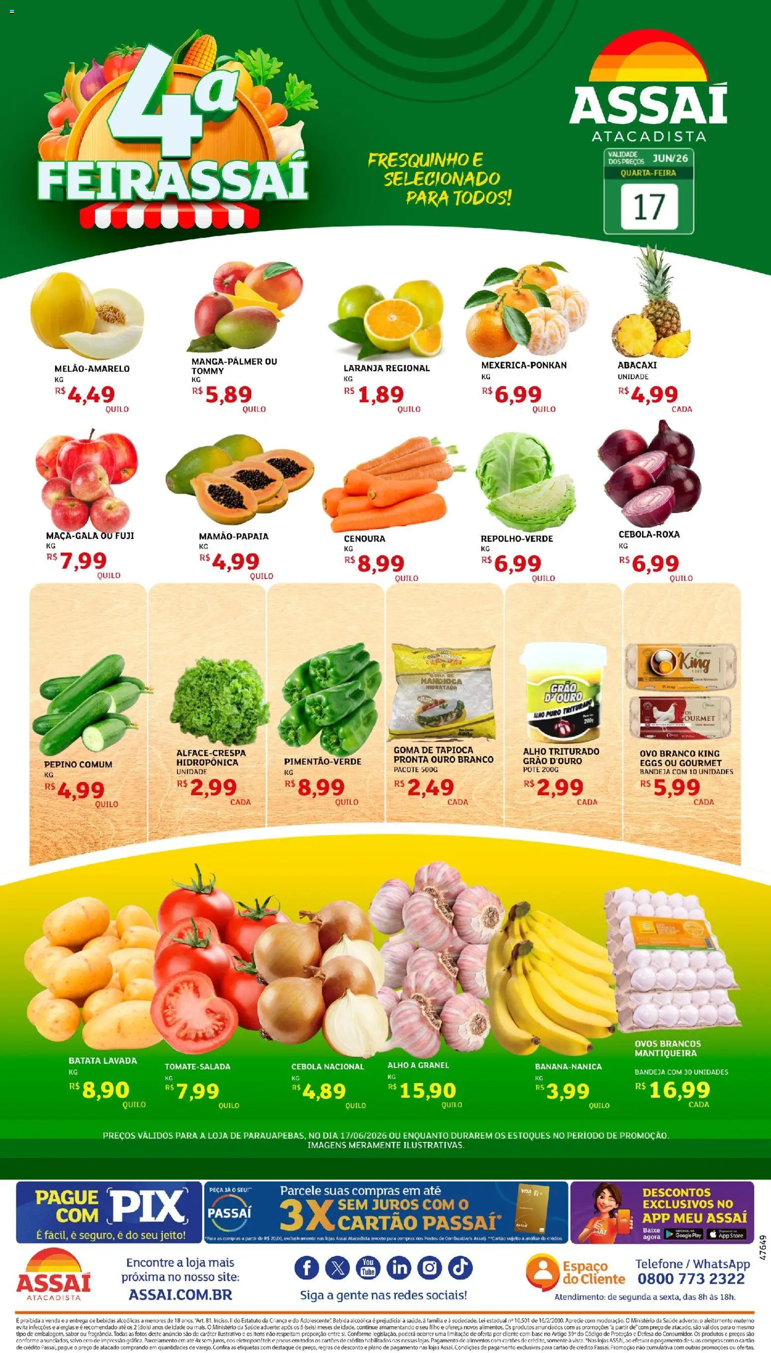 Assaí Atacadista Folheto - válido de 17.06.2026 | Página: 1 | Produtos: Cebola, Ovos, Base, Batata