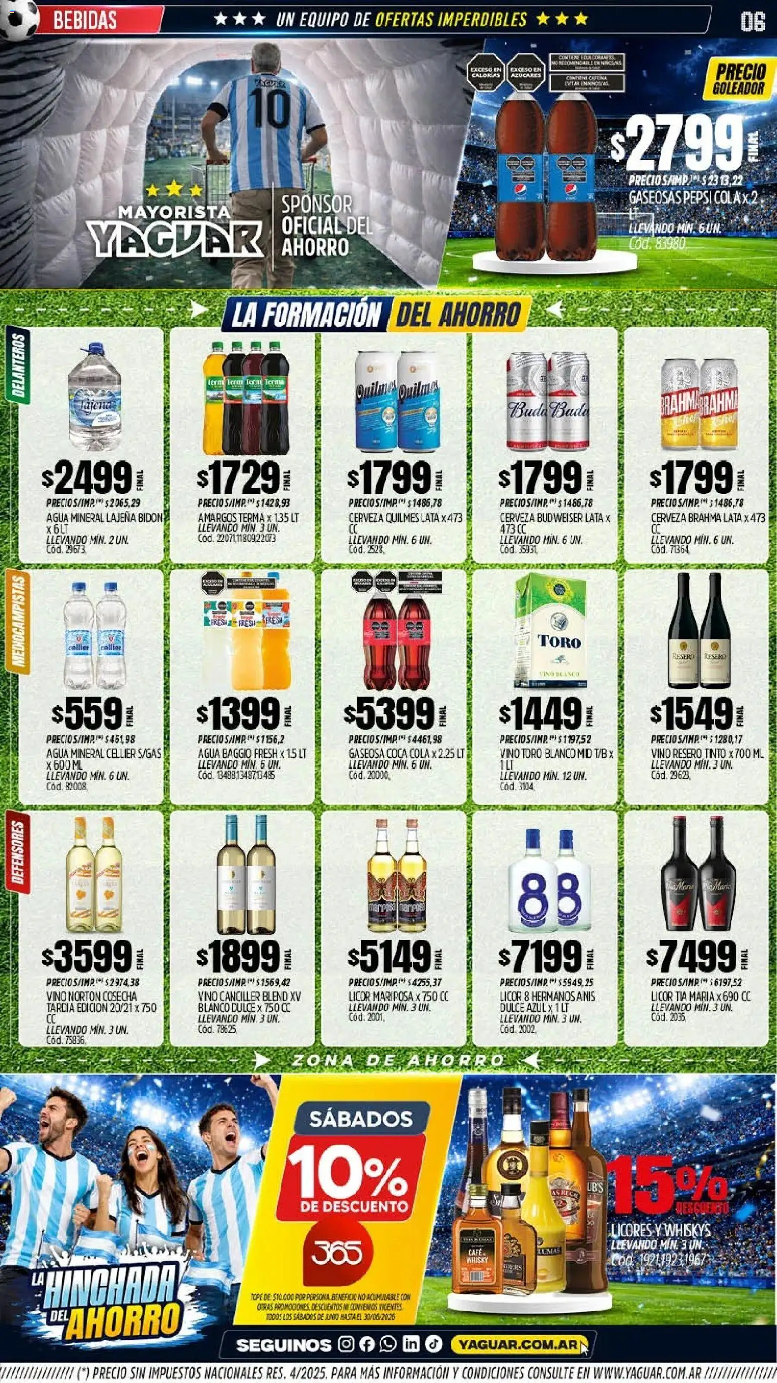 Yaguar - Oferta Semanal General Roca │ válido desde el 01.06.2026 | Página: 6 | Productos: Whisky, Bidón, Gaseosa, Agua