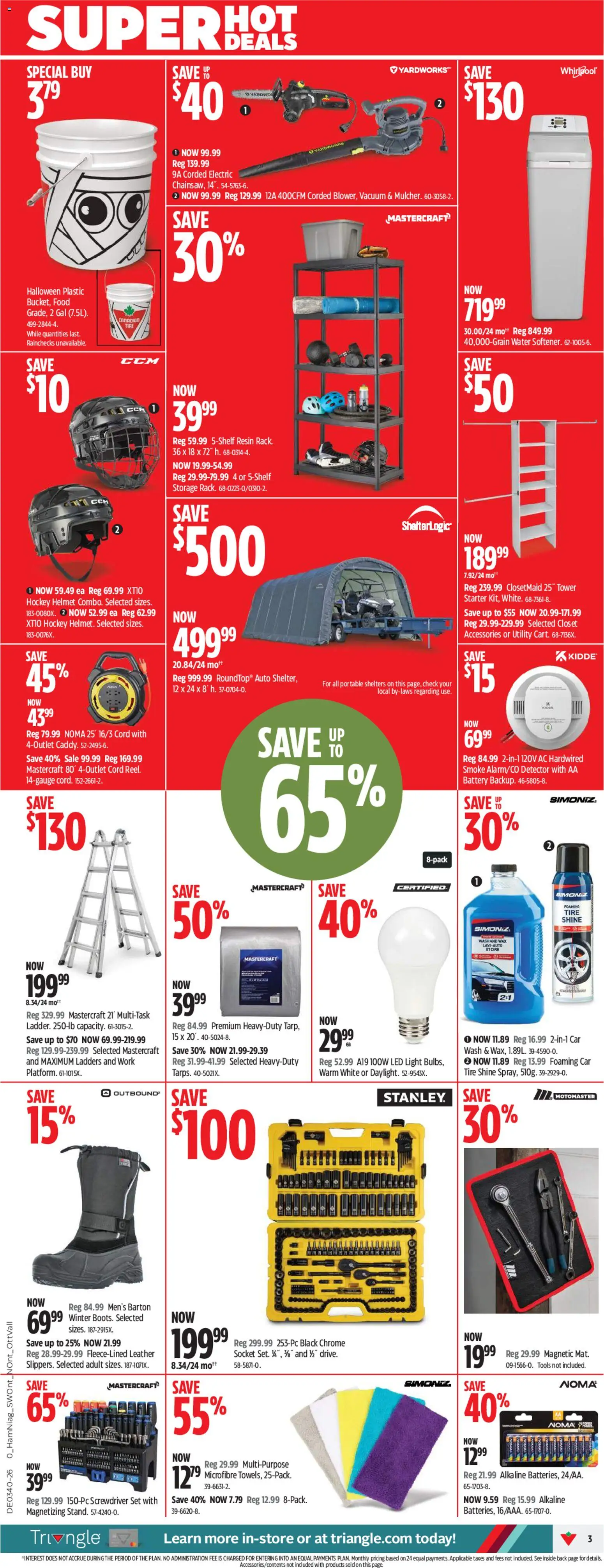 Canadian Tire flyer valid from Oct 1, 2026 | Page: 3 | Products: Water, Tools, Food, Socket