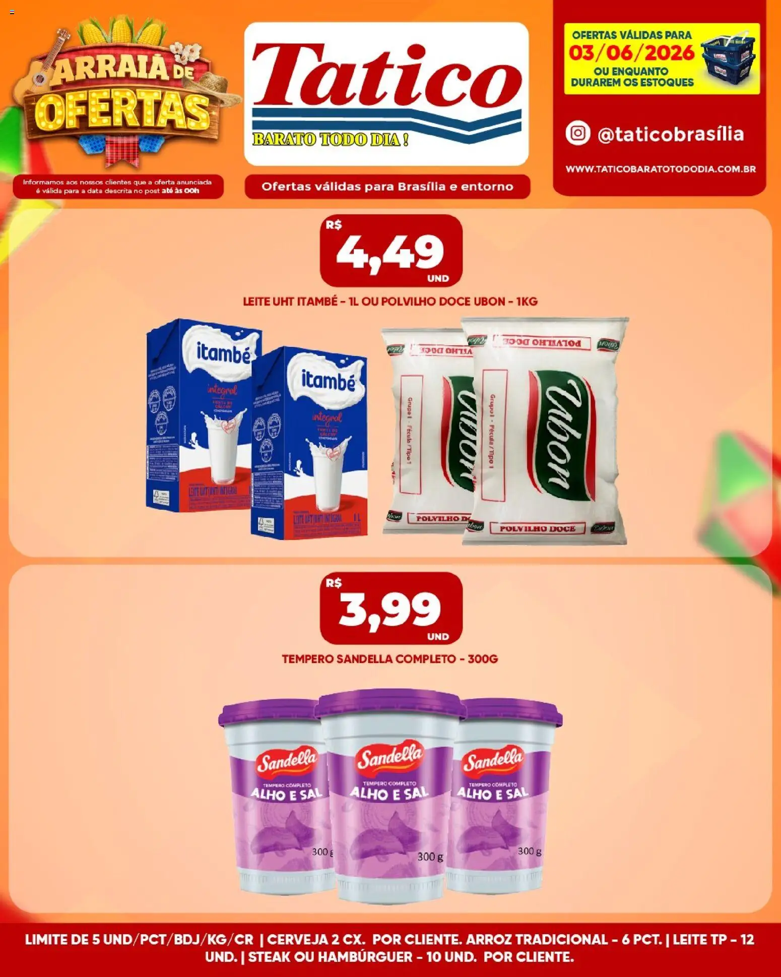 Tatico Folheto - válido de 04.06.2026 | Página: 36 | Produtos: Alho, Leite, Arroz, Sal