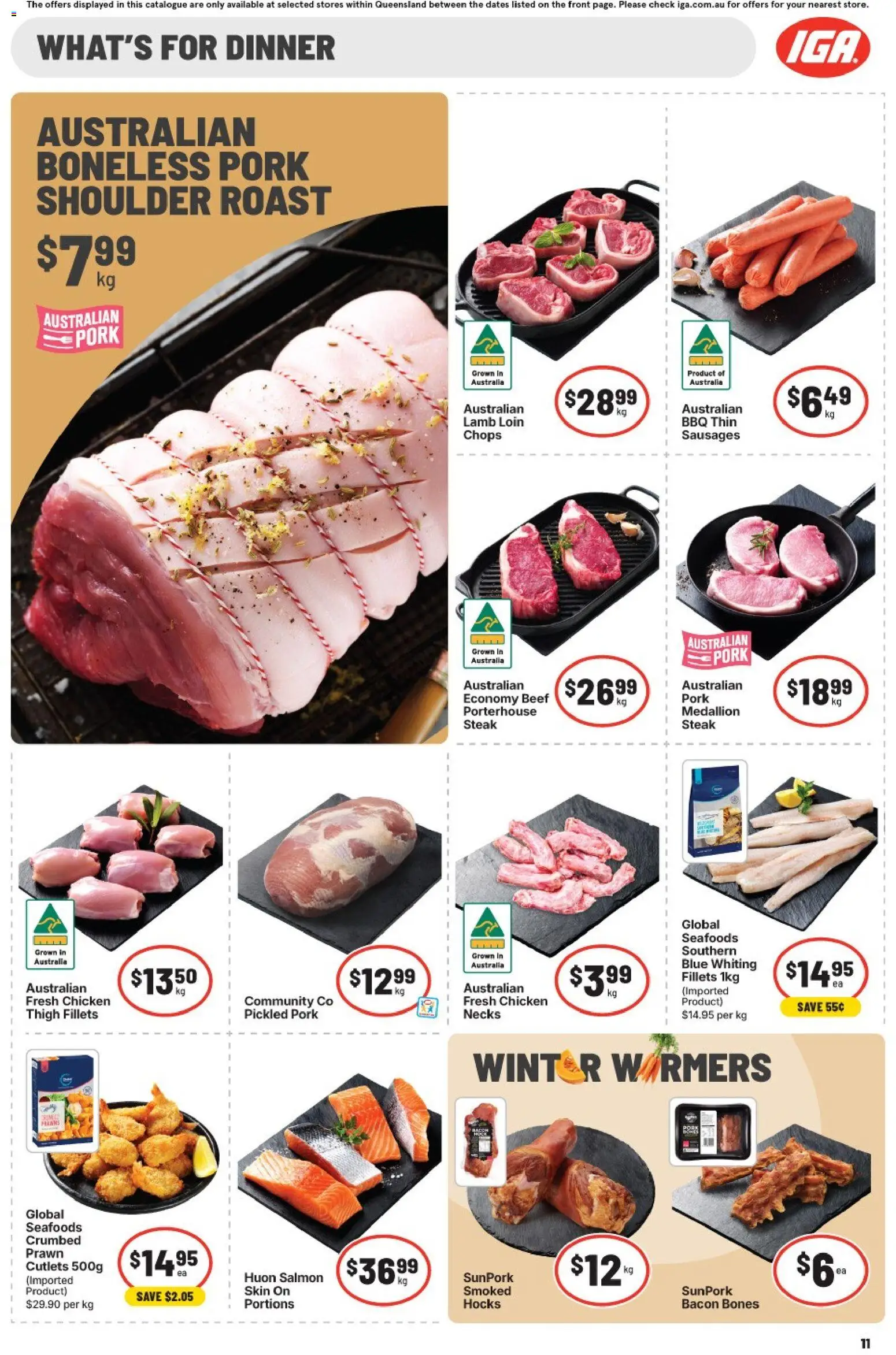 IGA catalogue - valid from 03.06.2026 | Page: 11 | Products: Bacon, Lamb, Steak, Salmon