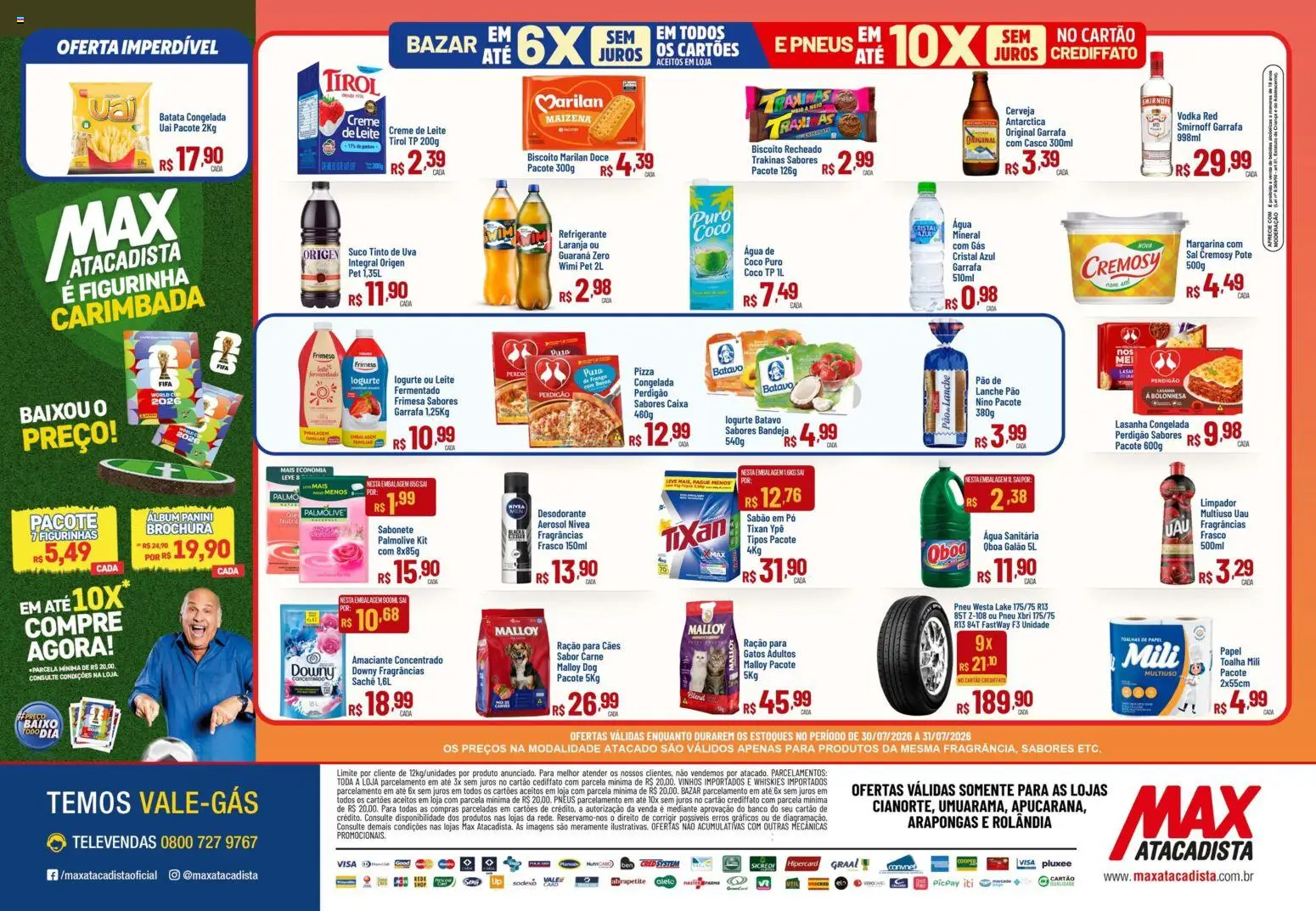 Max Atacadista Folheto - válido de 30/07/2026 | Página: 2 | Produtos: Pneu, Suco, Carne, Água sanitária
