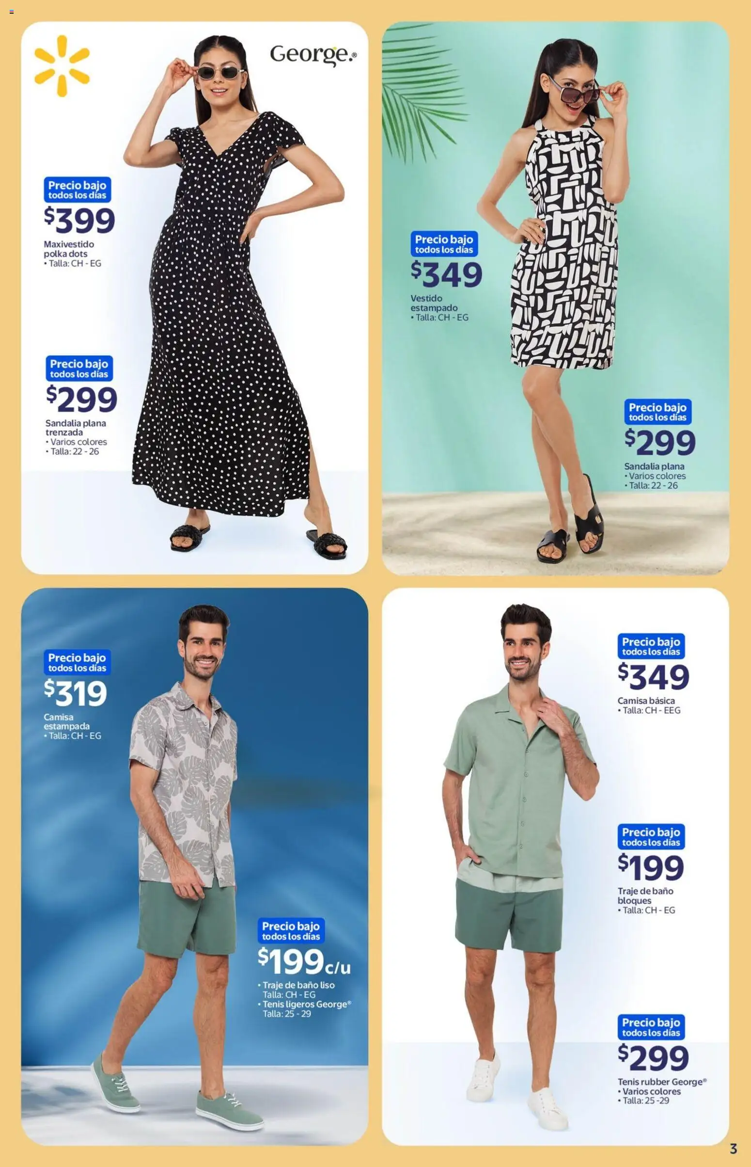 Nuevas ofertas de Walmart válidas en toda la República Mexicana desde el 04.06.2026. ¡Encuentra las mejores ofertas en Walmart folleto Colección Verano 2026! | Página: 3 | Productos: Traje, Tenis, Camisa, Baño