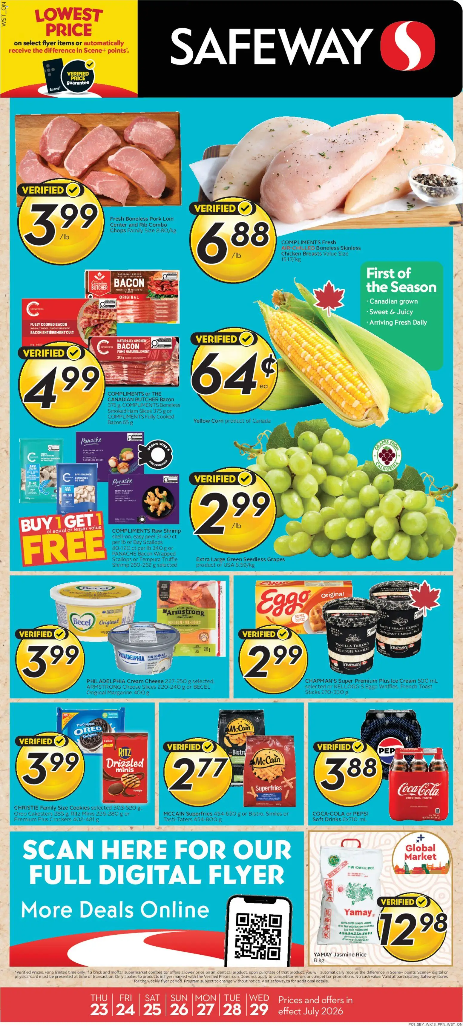 Safeway flyer valid from Jul 23, 2026 | Page: 1 | Products: Cream, Hat, Drinks, Grapes