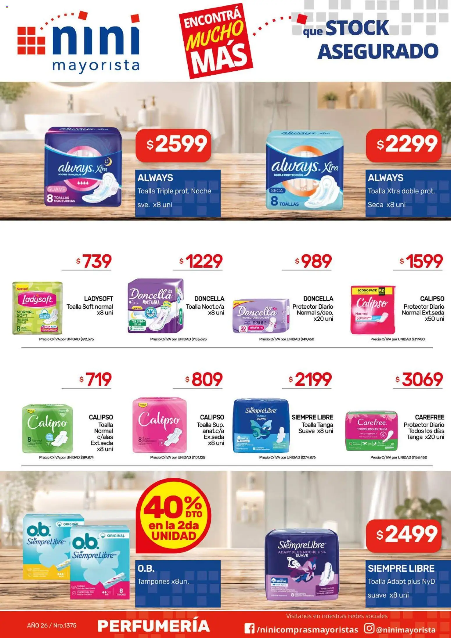 NINI Mayorista catálogo │ válido desde el 31/08/2026 | Página: 7 | Productos: Tampones, Toalla, Toallas