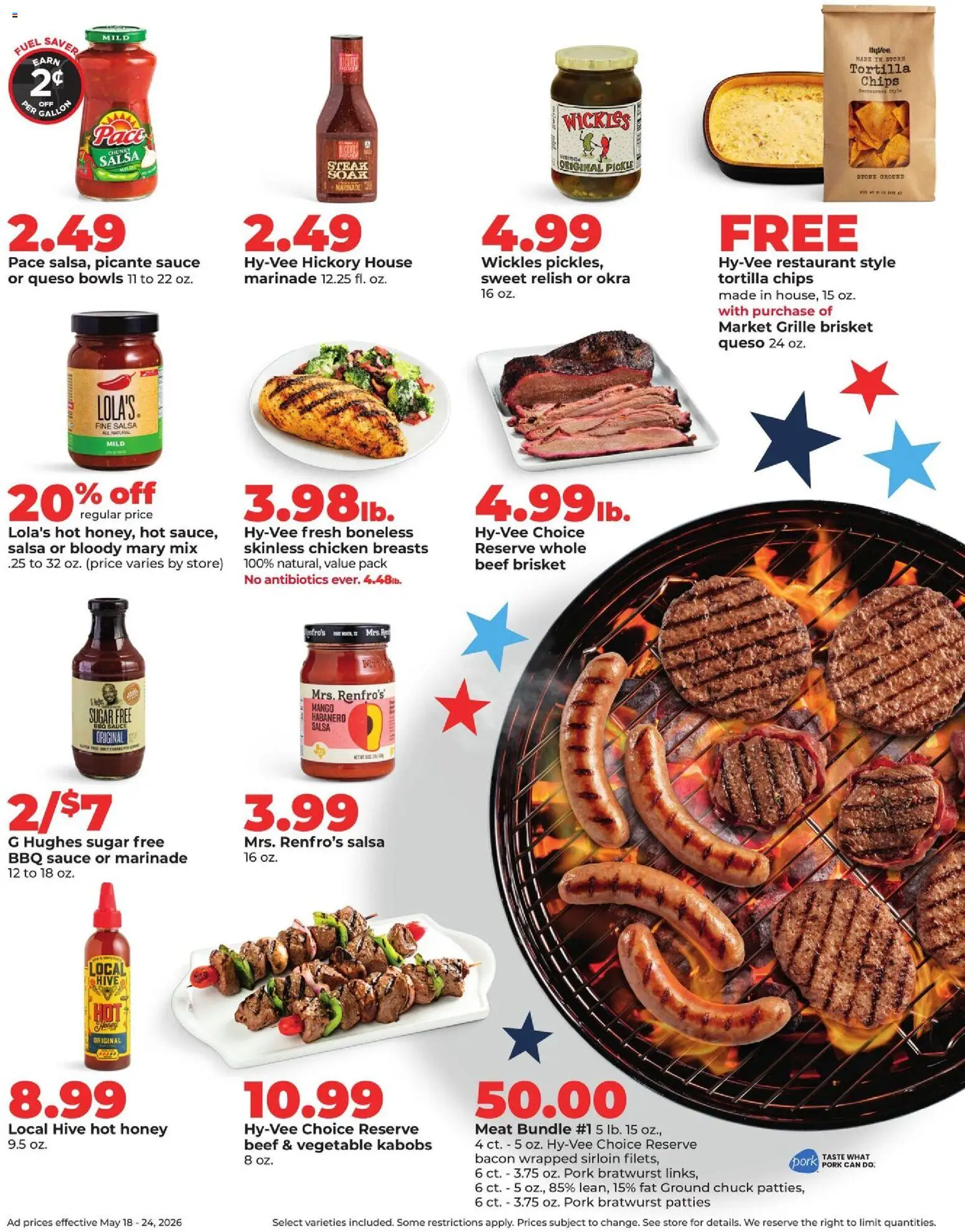 HyVee Weekly Ad - valid from 18.05.2026 | Page: 4 | Products: Pork, Beef, Sauce, Sugar