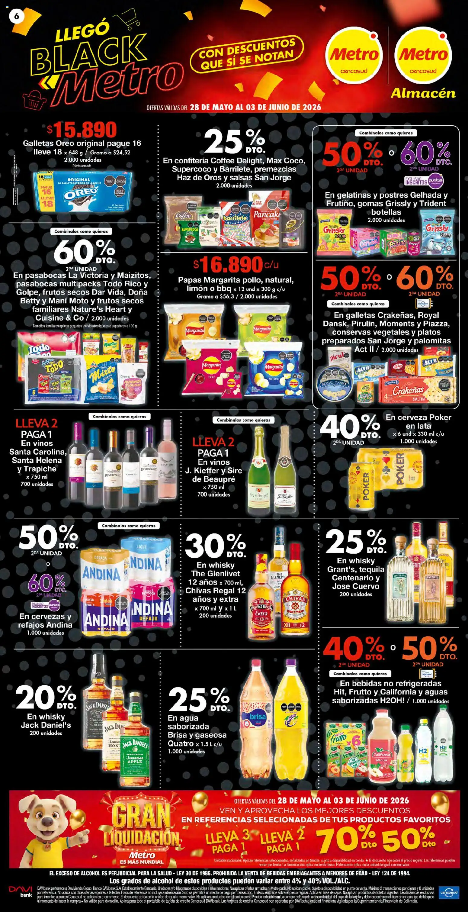 Metro revista - valida desde el 28.05.2026 | Página: 6 | Productos: Agua, Galletas, Whisky, Sobre