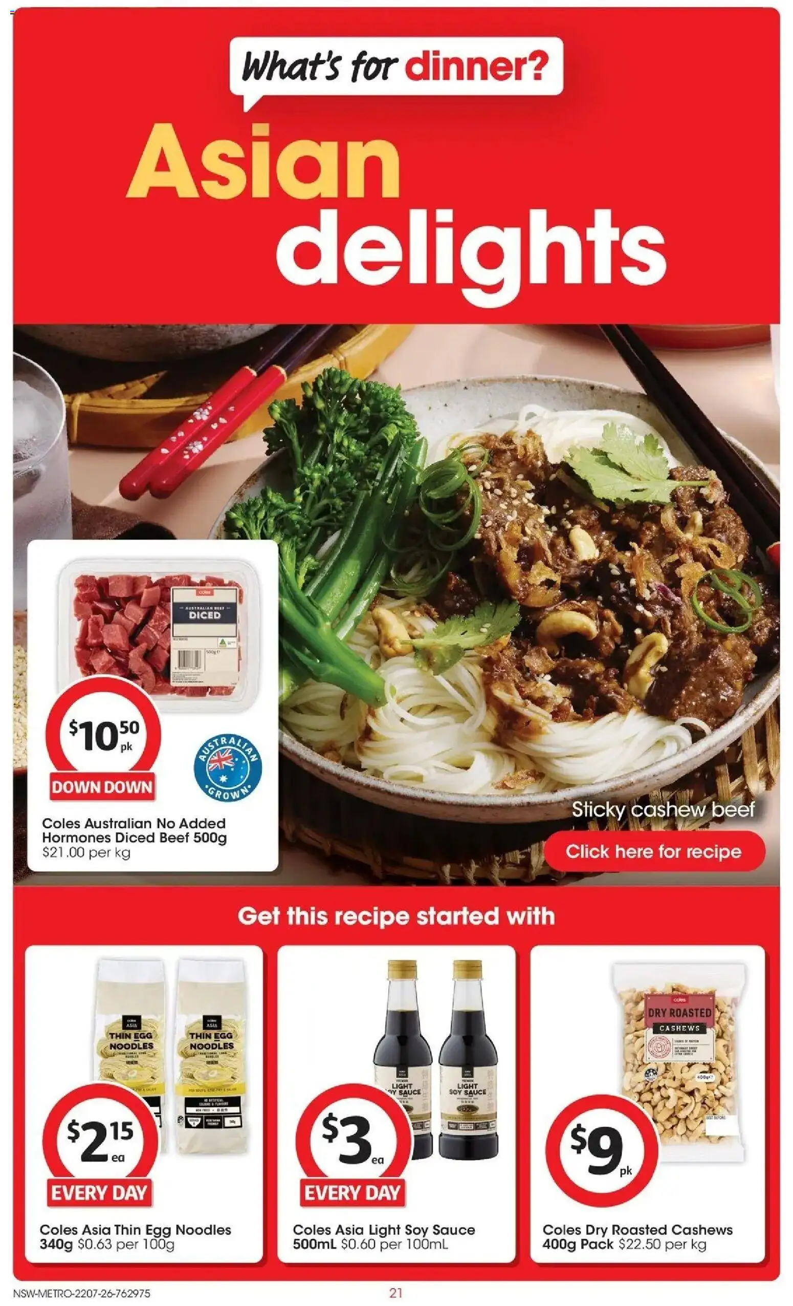 Coles catalogue - valid from 22/07/2026 | Page: 21 | Products: Light, Noodles, Beef, Sauce