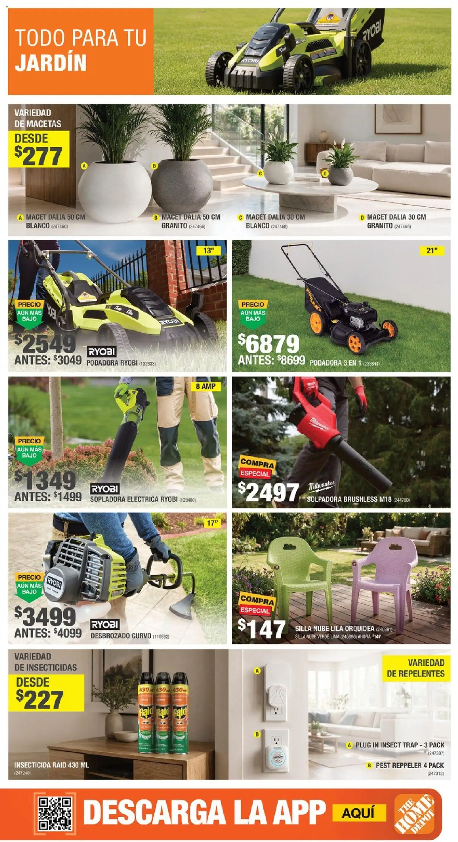 Nuevas ofertas de Home Depot válidas en toda la República Mexicana desde el 13/08/2026. ¡Encuentra las mejores ofertas en Home Depot catálogo! | Página: 17 | Productos: Macetas, Lima, Podadora, Insecticida