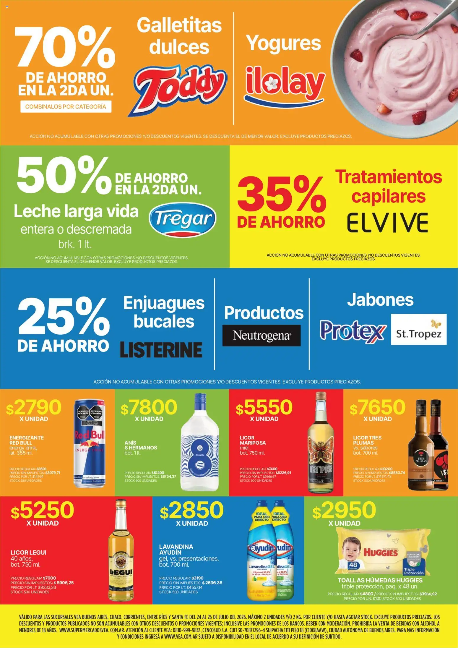 Vea - Fin de semana de ahorro │ válido desde el 24/07/2026 | Página: 7 | Productos: Lavandina, Toallas, Galletitas, Leche