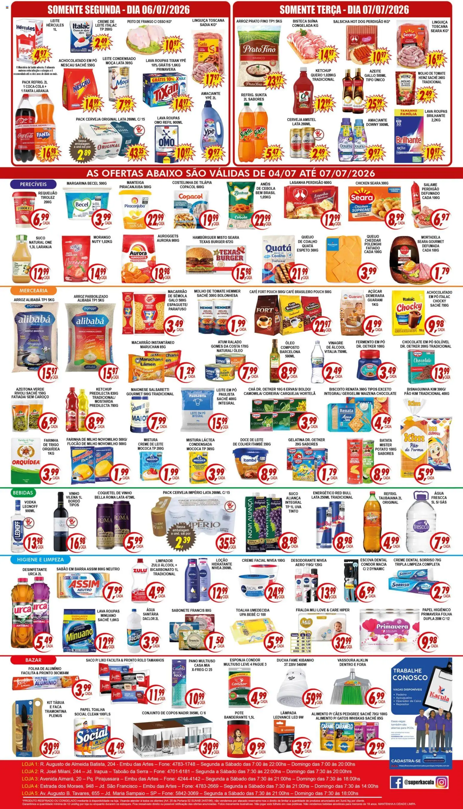 Kaçula Folheto - válido de 04/07/2026 | Página: 2 | Produtos: Papel toalha, Achocolatado, Linguiça, Lasanha
