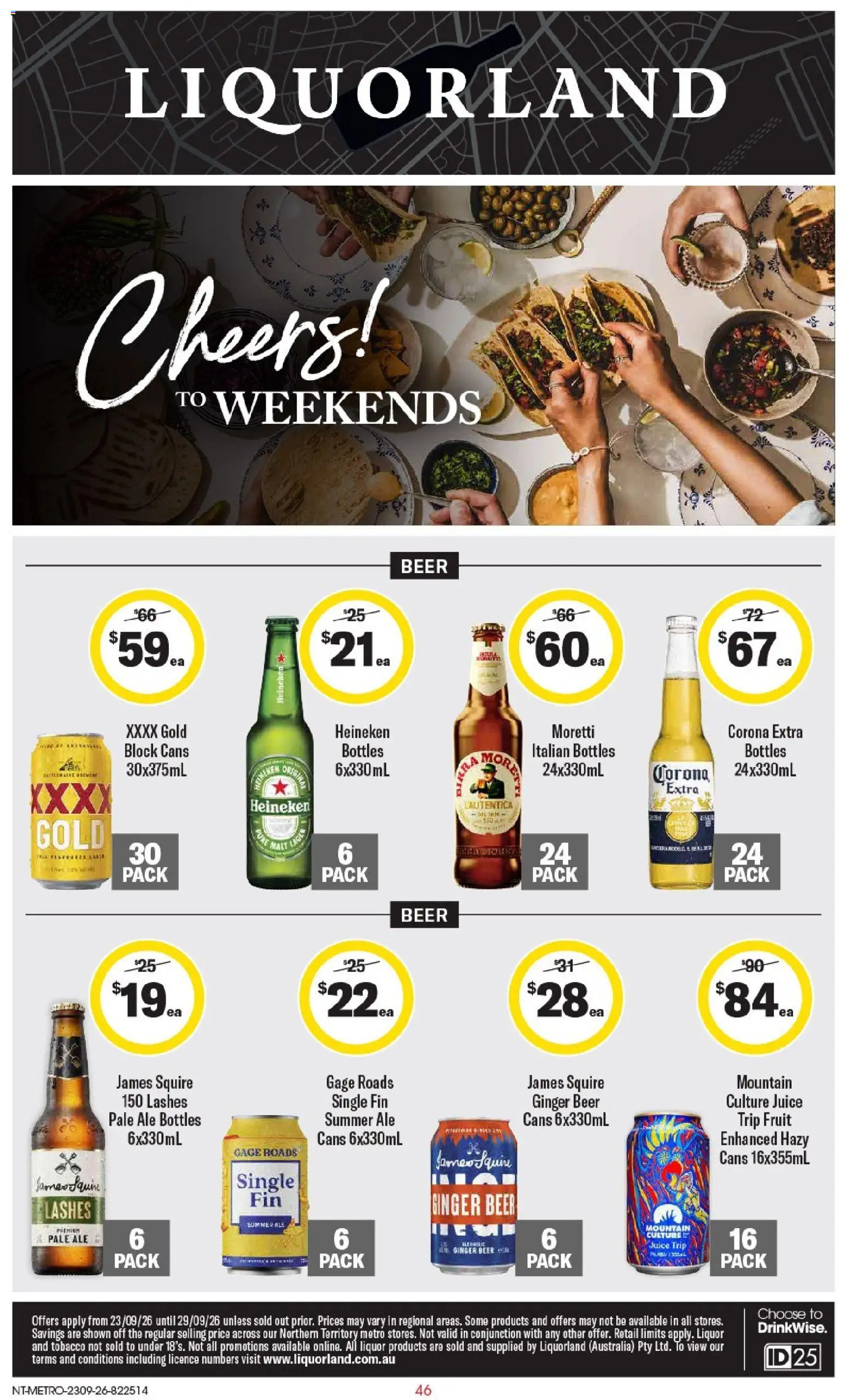 Coles catalogue - valid from 23/09/2026 | Page: 1 | Products: Corona Extra, Ginger, Juice, Fruit