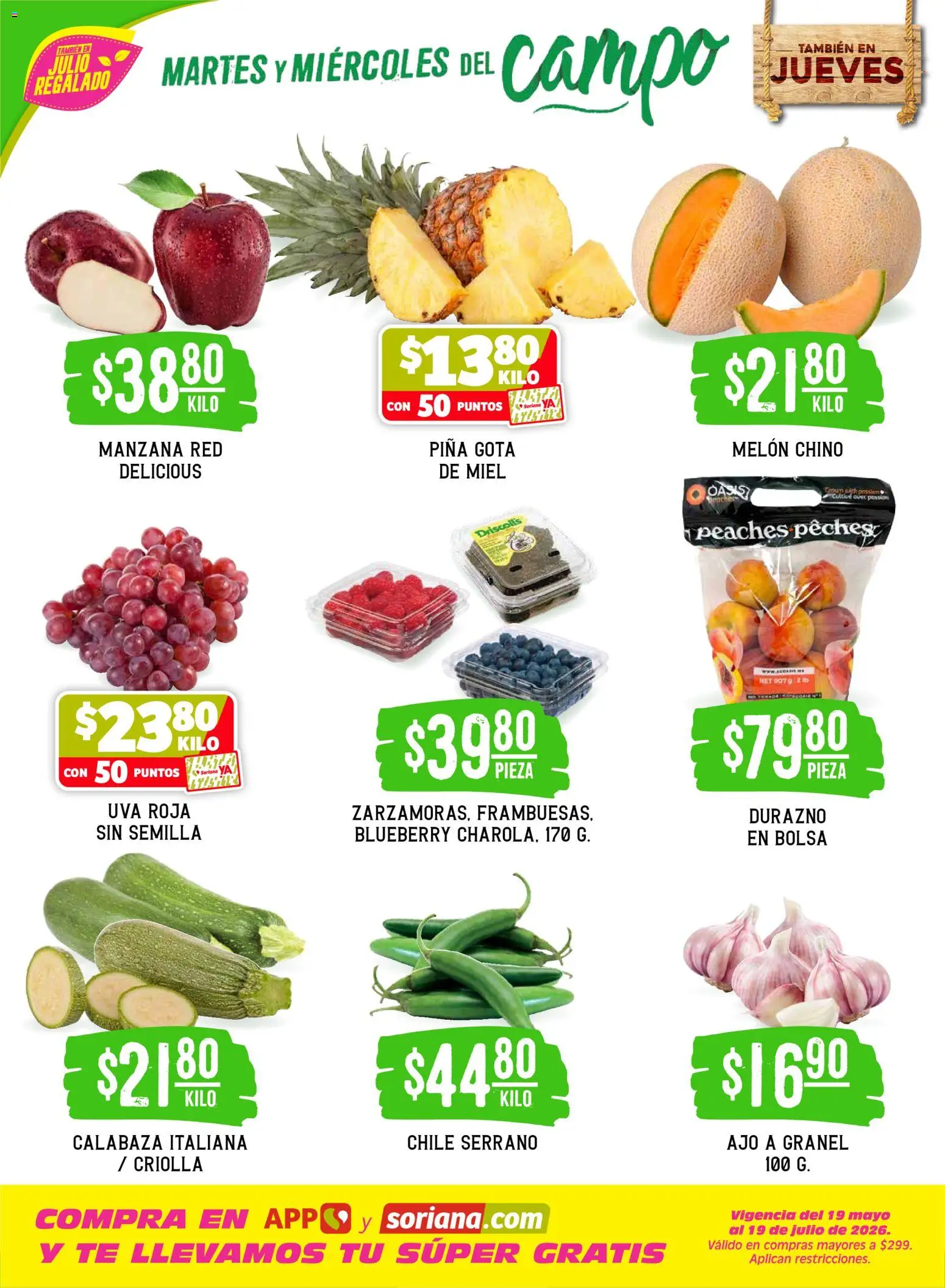 Nuevas ofertas de Soriana válidas en toda la República Mexicana desde el 02.06.2026. ¡Encuentra las mejores ofertas en Soriana Martes y Miércoles del Campo Súper: Chih, Delicias, Dur y Coah (excepto Saltillo)! | Página: 2 | Productos: Durazno, Manzana, Piña, Té