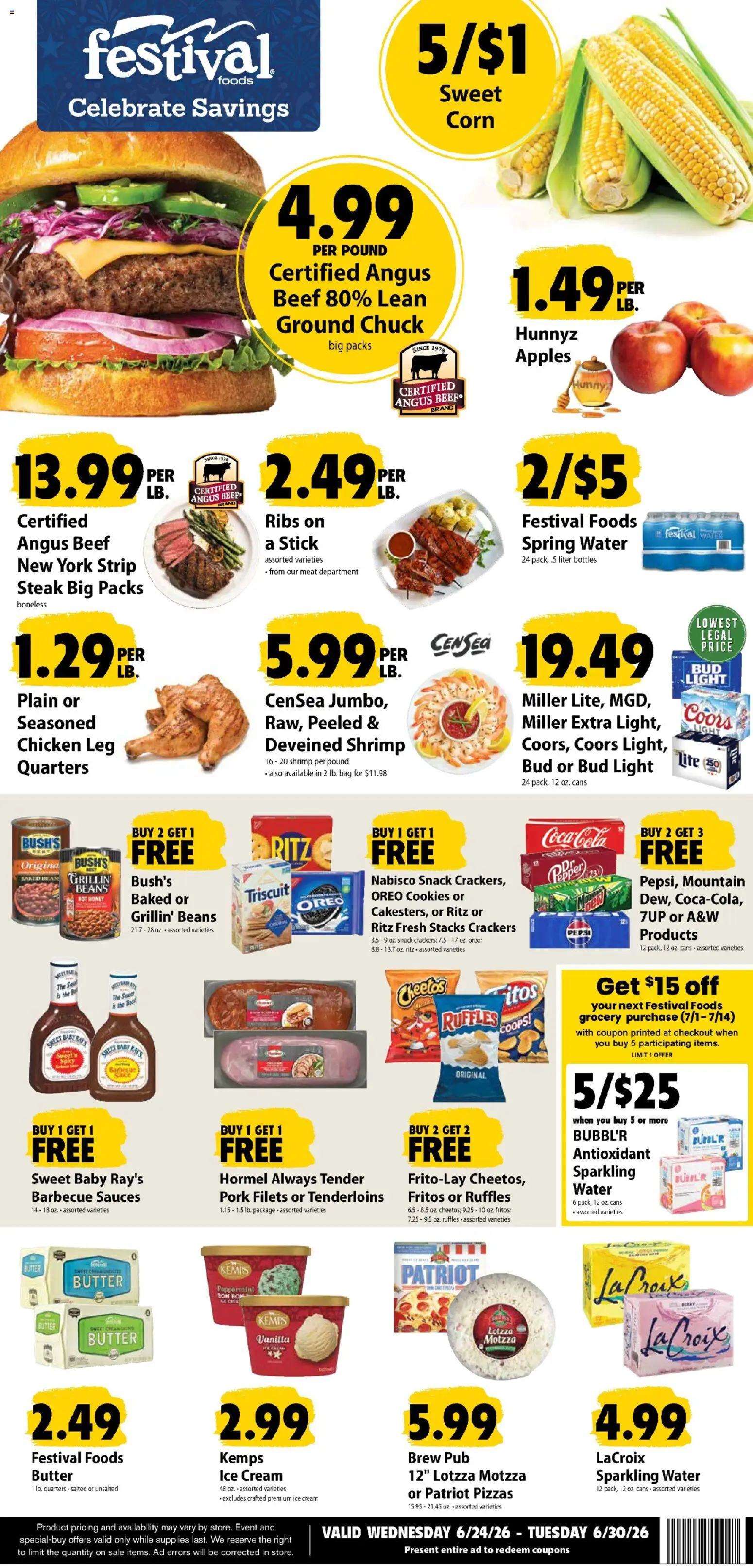 Festival Foods Weekly Ad - valid from 06/24/2026 | Page: 1 | Products: Peppermint, Cookies, Water, Pepper