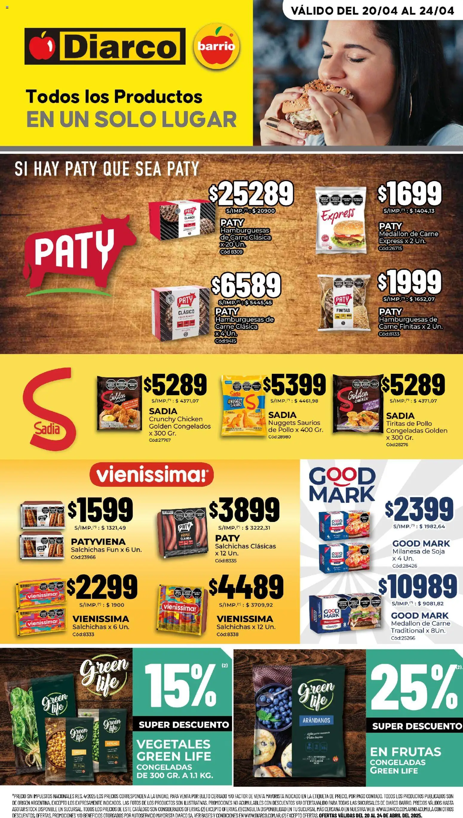 Diarco - Especial Quickfood │ válido desde el 20.04.2026 | Página: 1 | Productos: Pollo, Milanesa, Arvejas, Arándanos