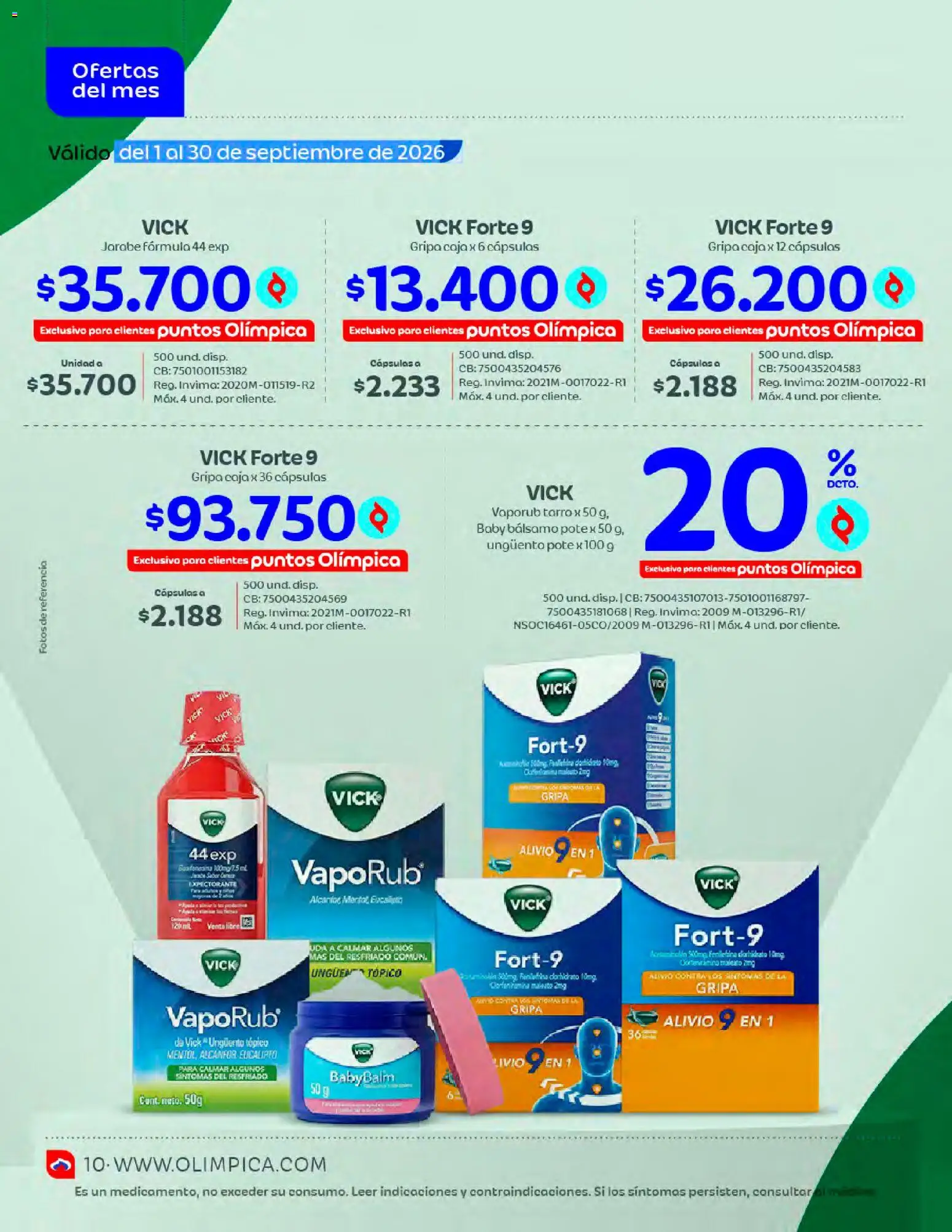 Olímpica revista - valida desde el 01/09/2026 | Página: 10 | Productos: Bálsamo, Jarabe, Caja