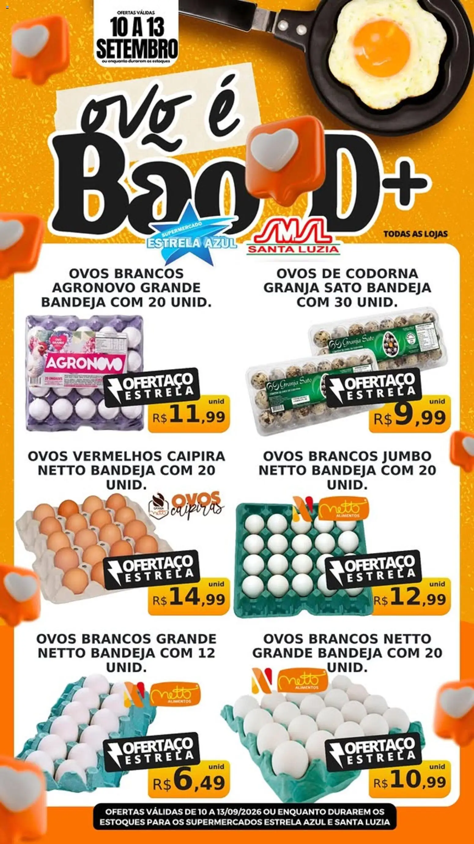 Estrela Azul Folheto - válido de 10/09/2026 | Página: 1 | Produtos: Ovos, Alimentos, Bandeja, Ovos de codorna