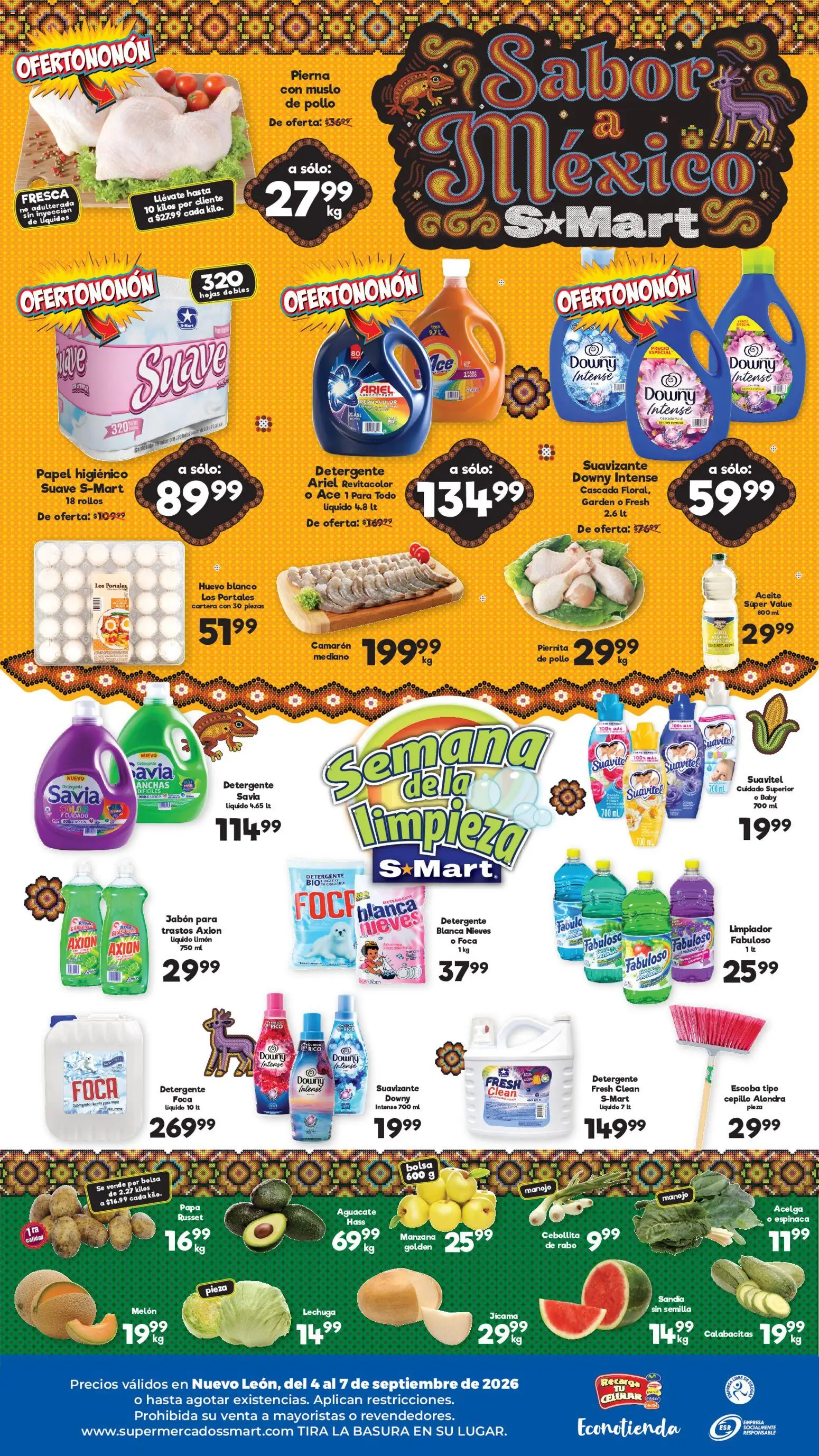 Nuevas ofertas de S-Mart válidas en toda la República Mexicana desde el 04/09/2026. ¡Encuentra las mejores ofertas en S-Mart folleto Monterrey! | Página: 2 | Productos: Pollo, Cepillo, Aguacate, Suavizante
