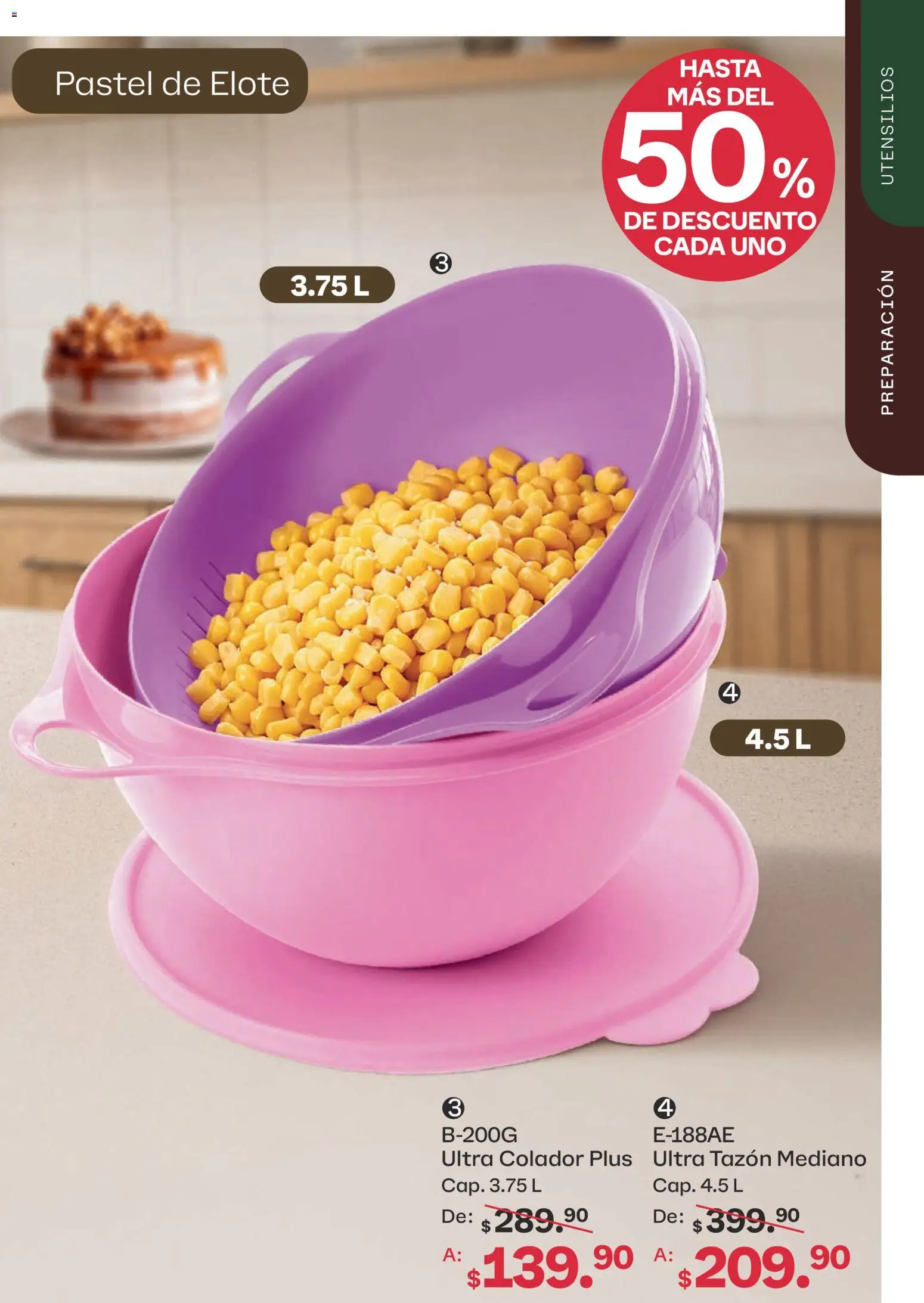 Nuevas ofertas de Tupperware válidas en toda la República Mexicana desde el 07/09/2026. ¡Encuentra las mejores ofertas en Tupperware catálogo! | Página: 89 | Productos: Colador, Pastel