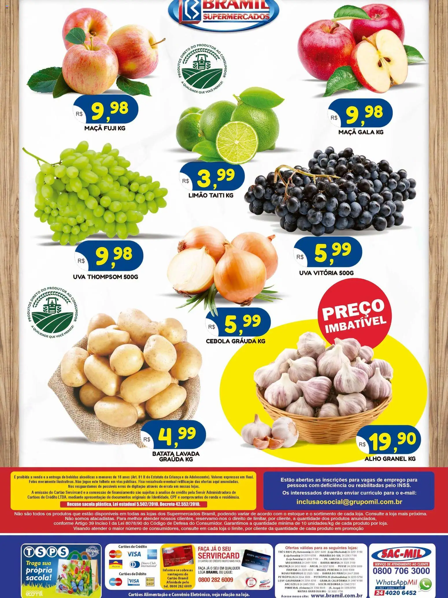 Bramil Supermercados Folheto - válido de 28/07/2026 | Página: 2 | Produtos: Cebola, Faca, Batata, PC