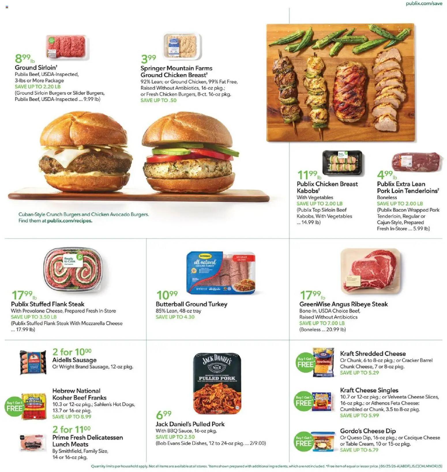 Publix Weekly Ad - valid from 06/24/2026 | Page: 5 | Products: Cheese, Pork, Vegetables, Sausage