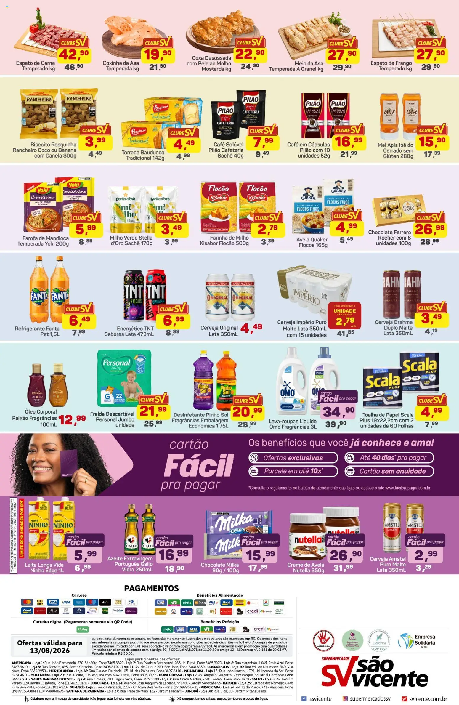 Supermercados São Vicente Folheto - válido de 13/08/2026 | Página: 2 | Produtos: Energético, Mel, Farofa, Creme de avelã
