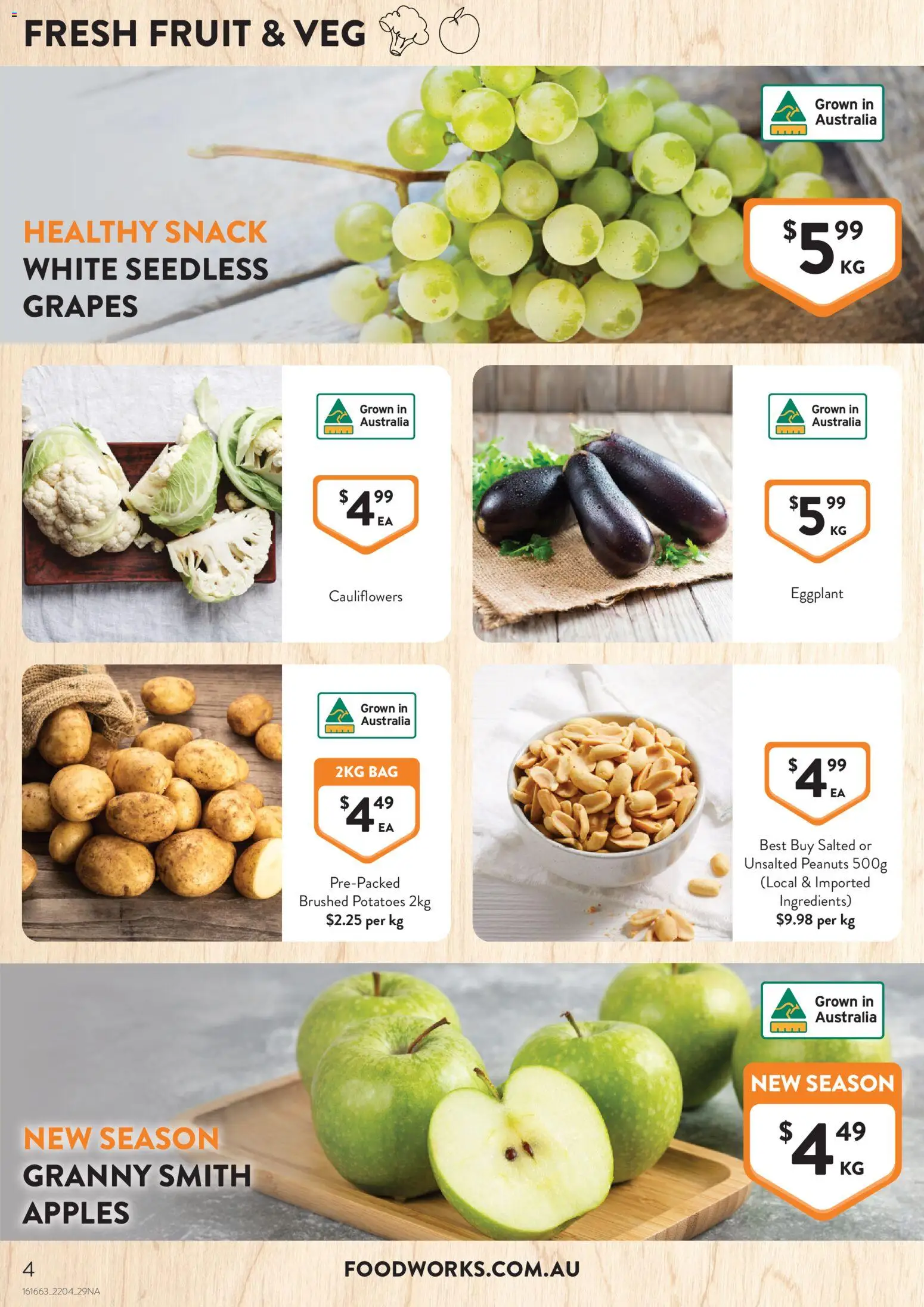 Foodworks catalogue - valid from 22.04.2026 | Page: 4 | Products: Apples, Potatoes, Eggplant, Bag