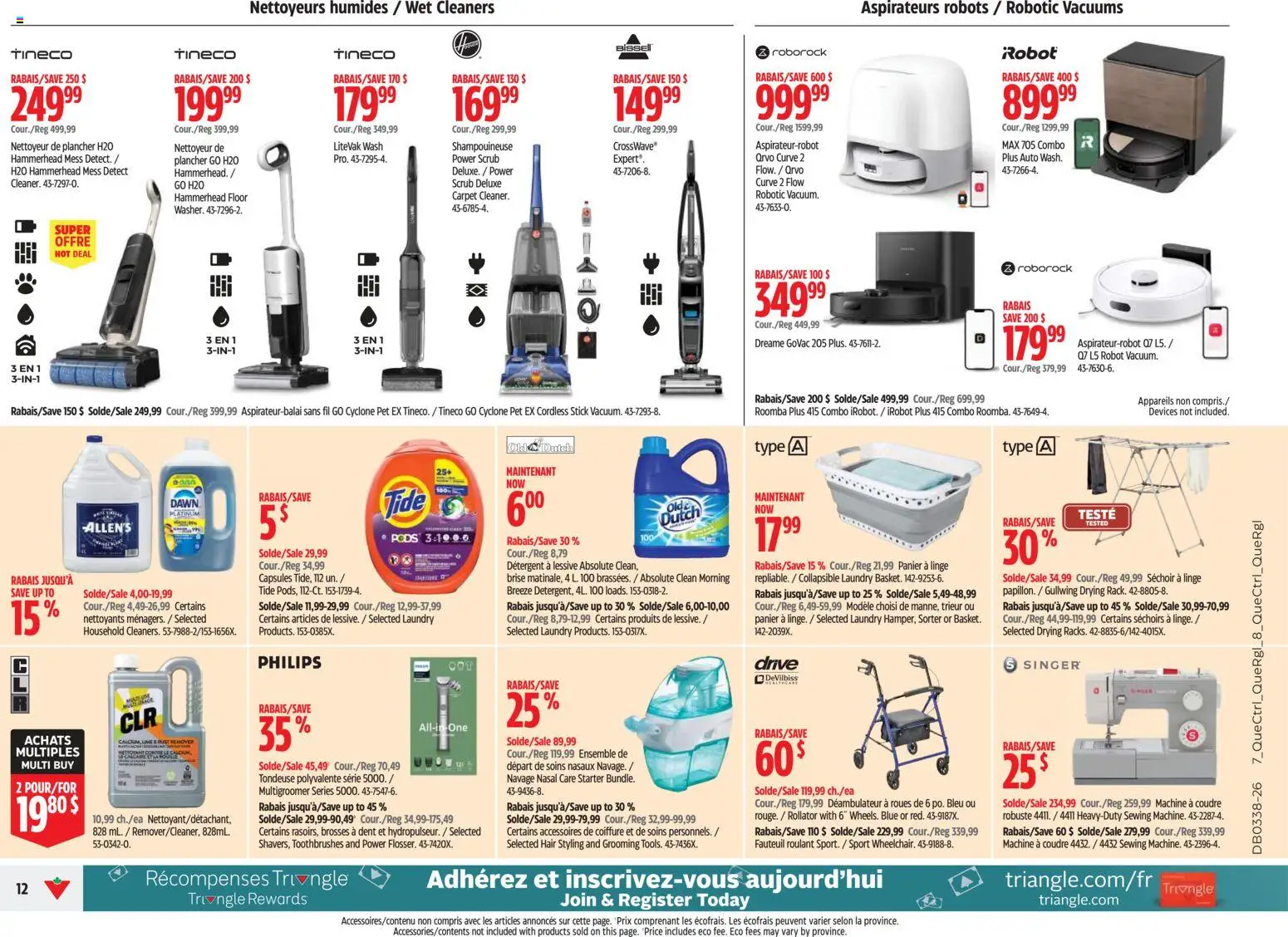 Canadian Tire flyer valid from Sep 17, 2026 | Page: 12 | Products: Robot, Detergent, Hair styling, Carpet