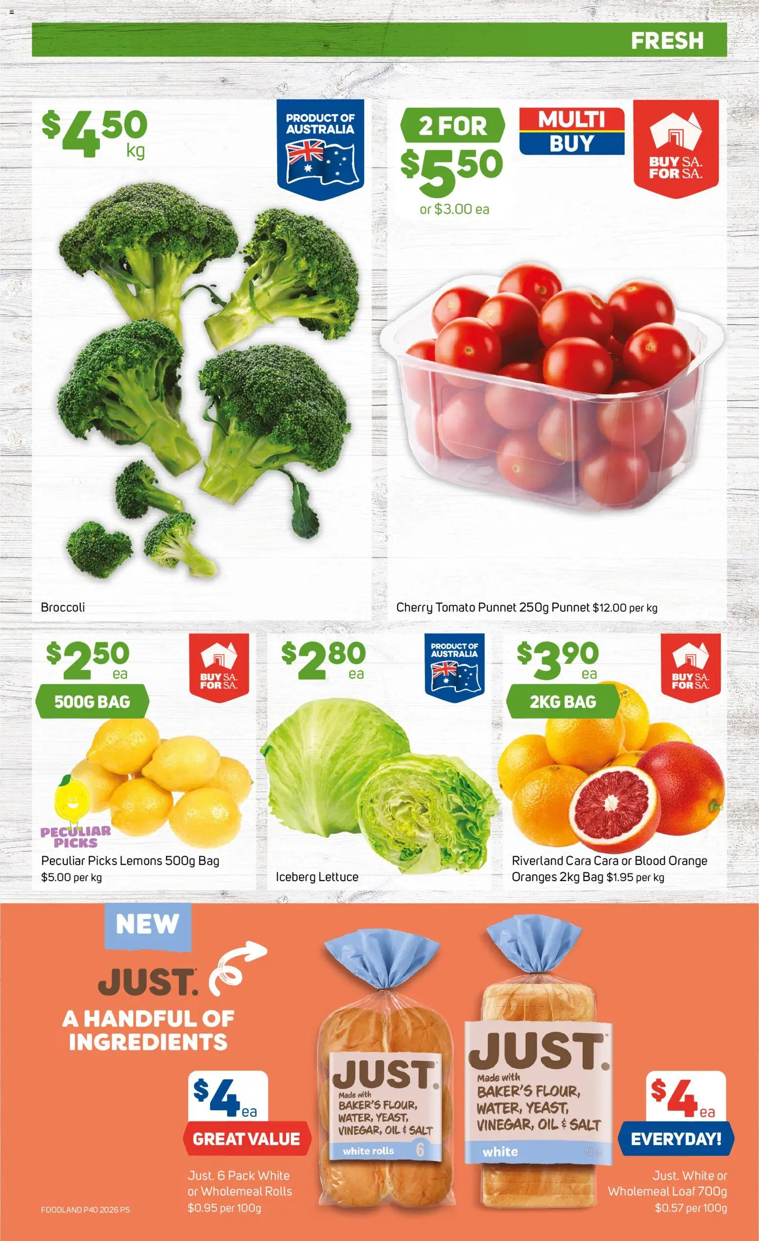 Foodland catalogue - valid from 30/09/2026 | Page: 5 | Products: Oil, Lettuce, Oranges, Bag