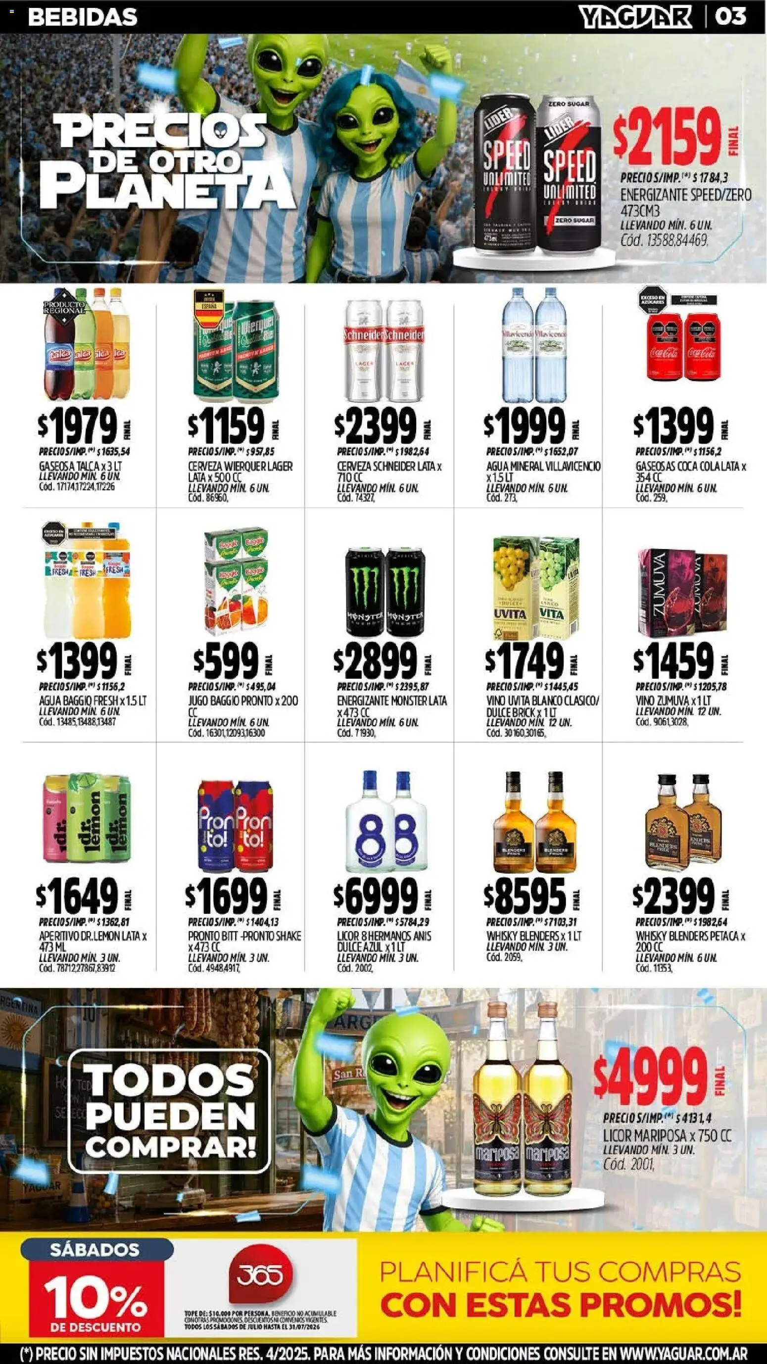 Yaguar - Oferta Semanal Mendoza │ válido desde el 06/07/2026 | Página: 4 | Productos: Whisky, Gaseosa, Agua, Cerveza
