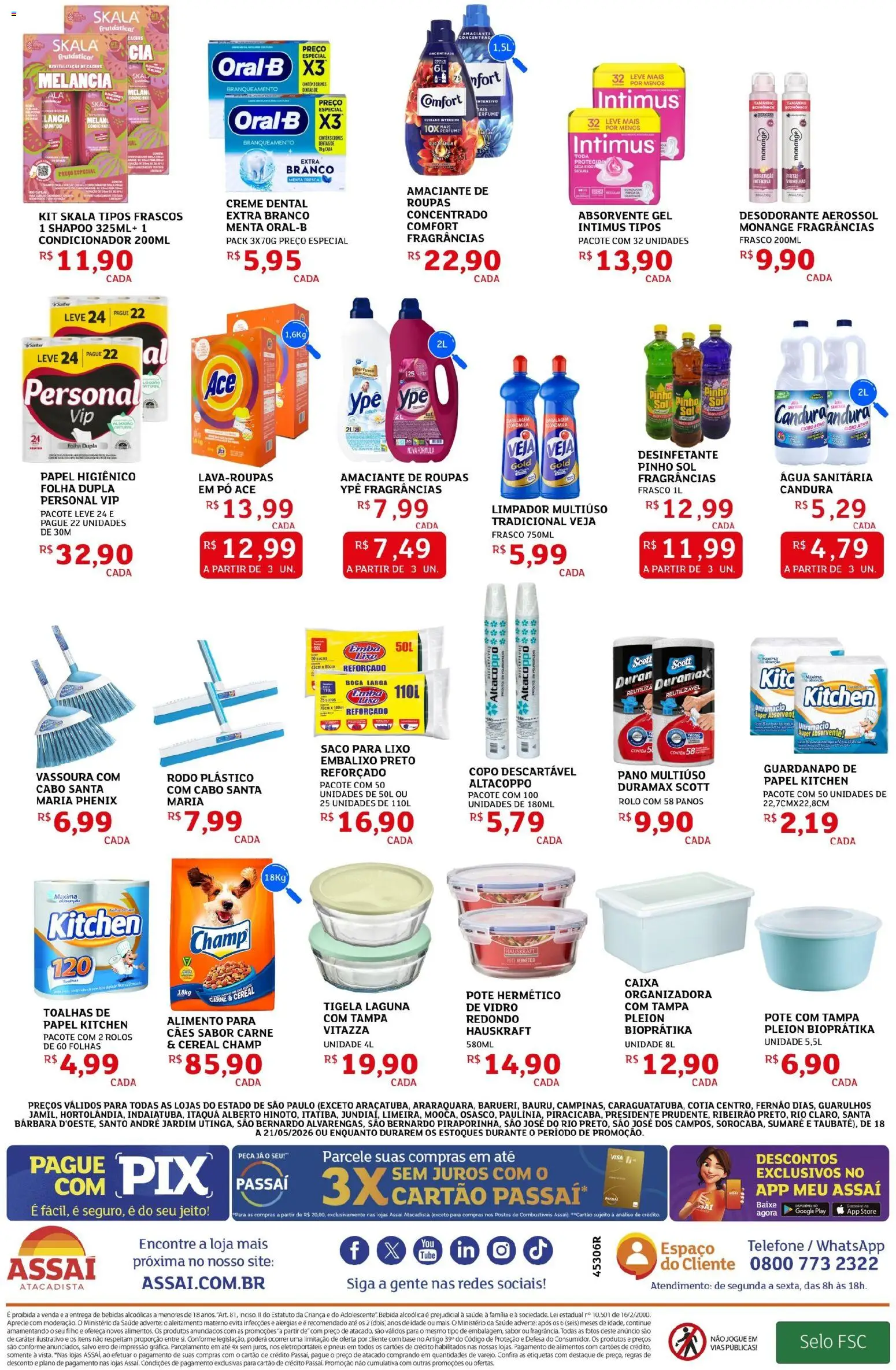 Assaí Atacadista Folheto - válido de 18.05.2026 | Página: 4 | Produtos: Perfume, Cloro, Kit skala, Papel higiênico