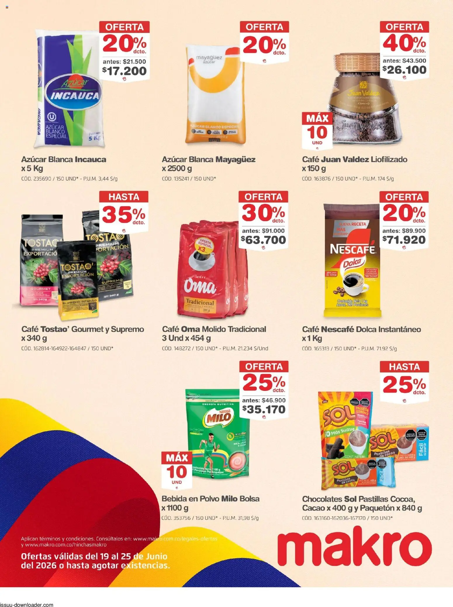 Makro revista - valida desde el 19/06/2026 | Página: 23 | Productos: Azucar, Bolsa, Chocolates, Café