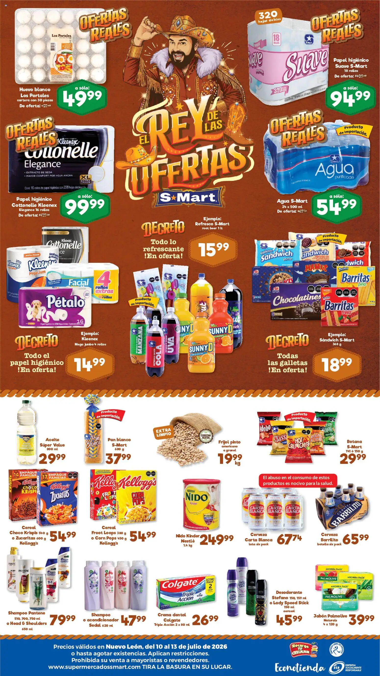 Nuevas ofertas de S-Mart válidas en toda la República Mexicana desde el 10/07/2026. ¡Encuentra las mejores ofertas en S-Mart folleto Monterrey! | Página: 2 | Productos: Desodorante, Piña, Acondicionador, Jabón