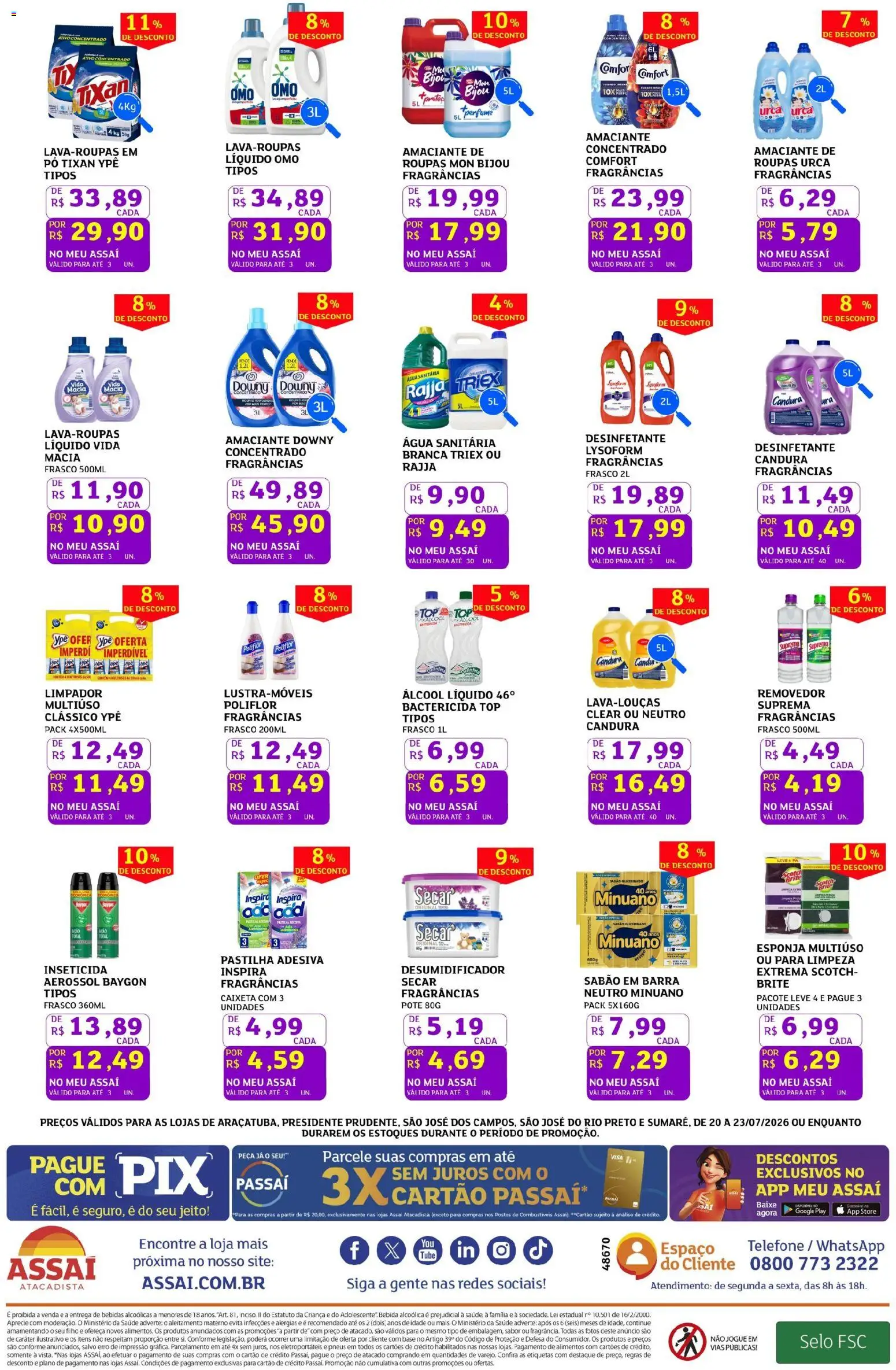 Assaí Atacadista Folheto - válido de 20/07/2026 | Página: 4 | Produtos: Pó, Pneus, Amaciante, Água sanitária