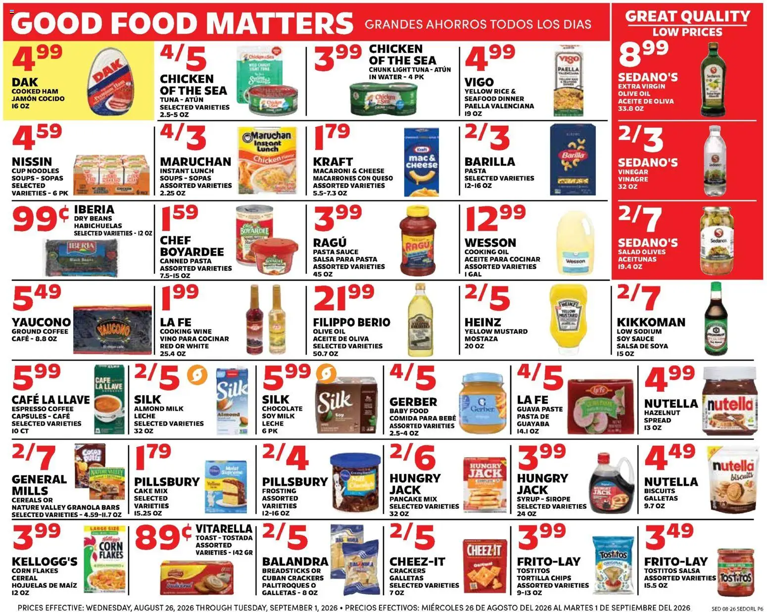Sedano's Weekly Ad - valid from 08/26/2026 | Page: 6 | Products: Corn, Chocolate, Baby food, Ground coffee
