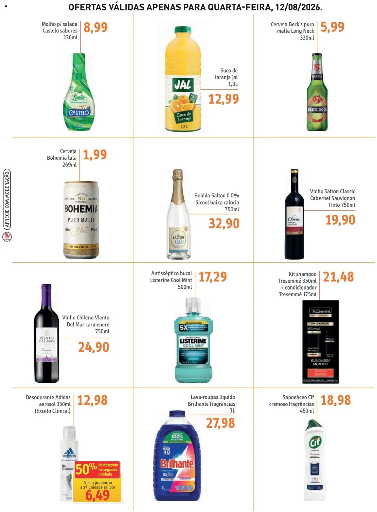 Sonda Folheto - válido de 12/08/2026 | Página: 3 | Produtos: Condicionador, Vinho, Cerveja, Salada