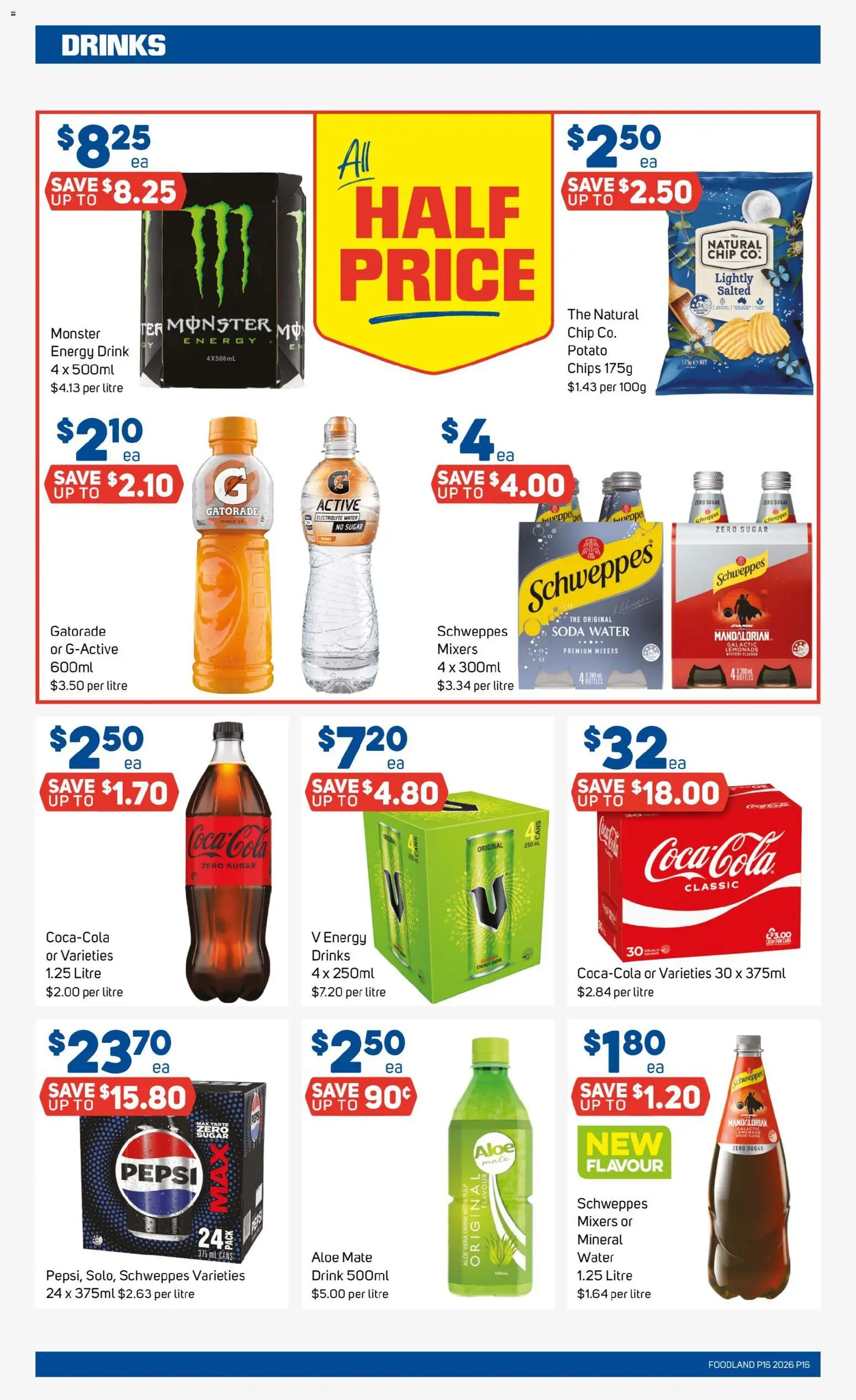 Foodland catalogue - valid from 15.04.2026 | Page: 16 | Products: Energy drink, Chips, Water, Sugar