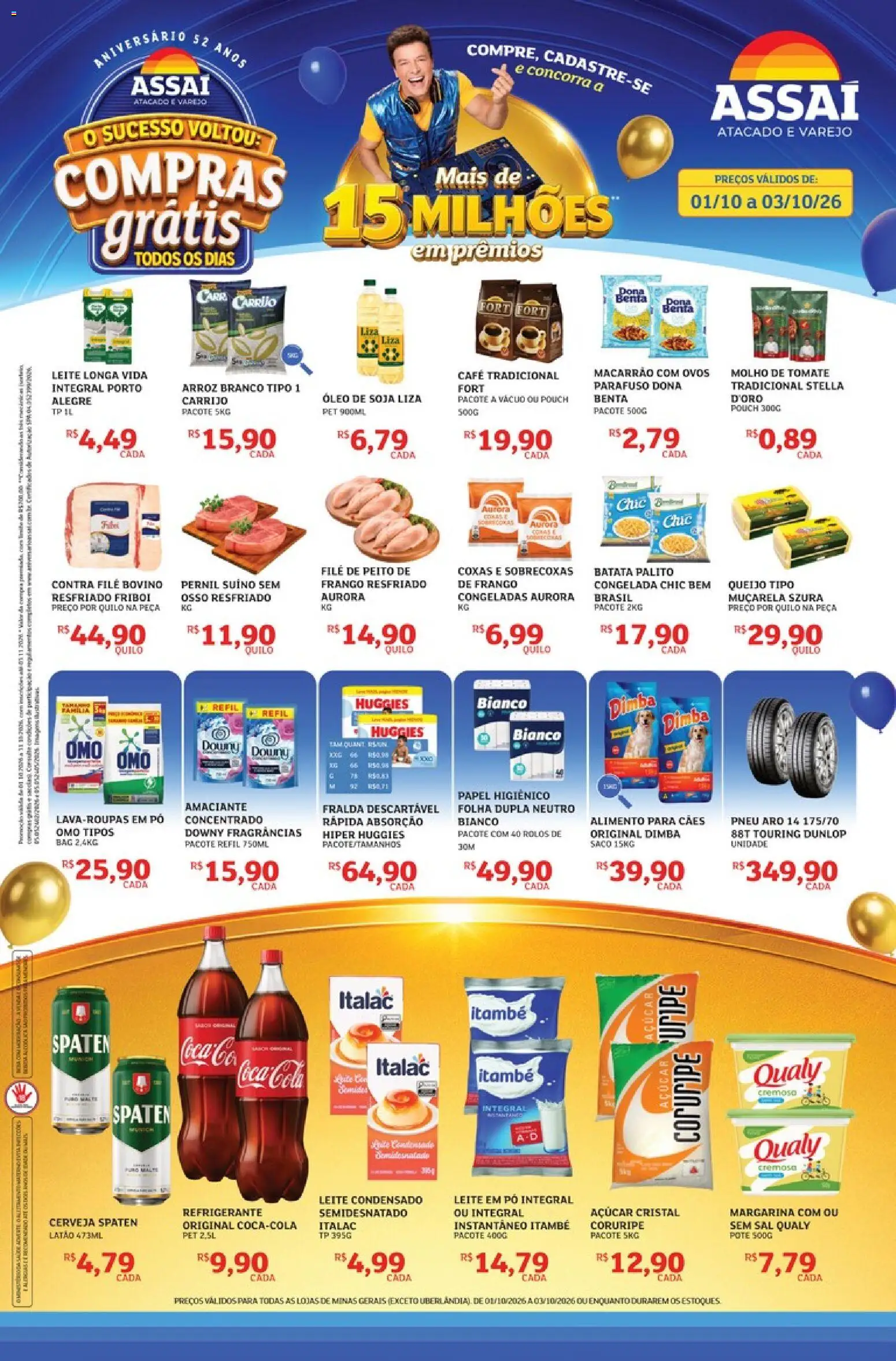 Assaí Atacadista Folheto - válido de 01/10/2026 | Página: 1 | Produtos: Tomate, Pernil, Leite condensado, Soja