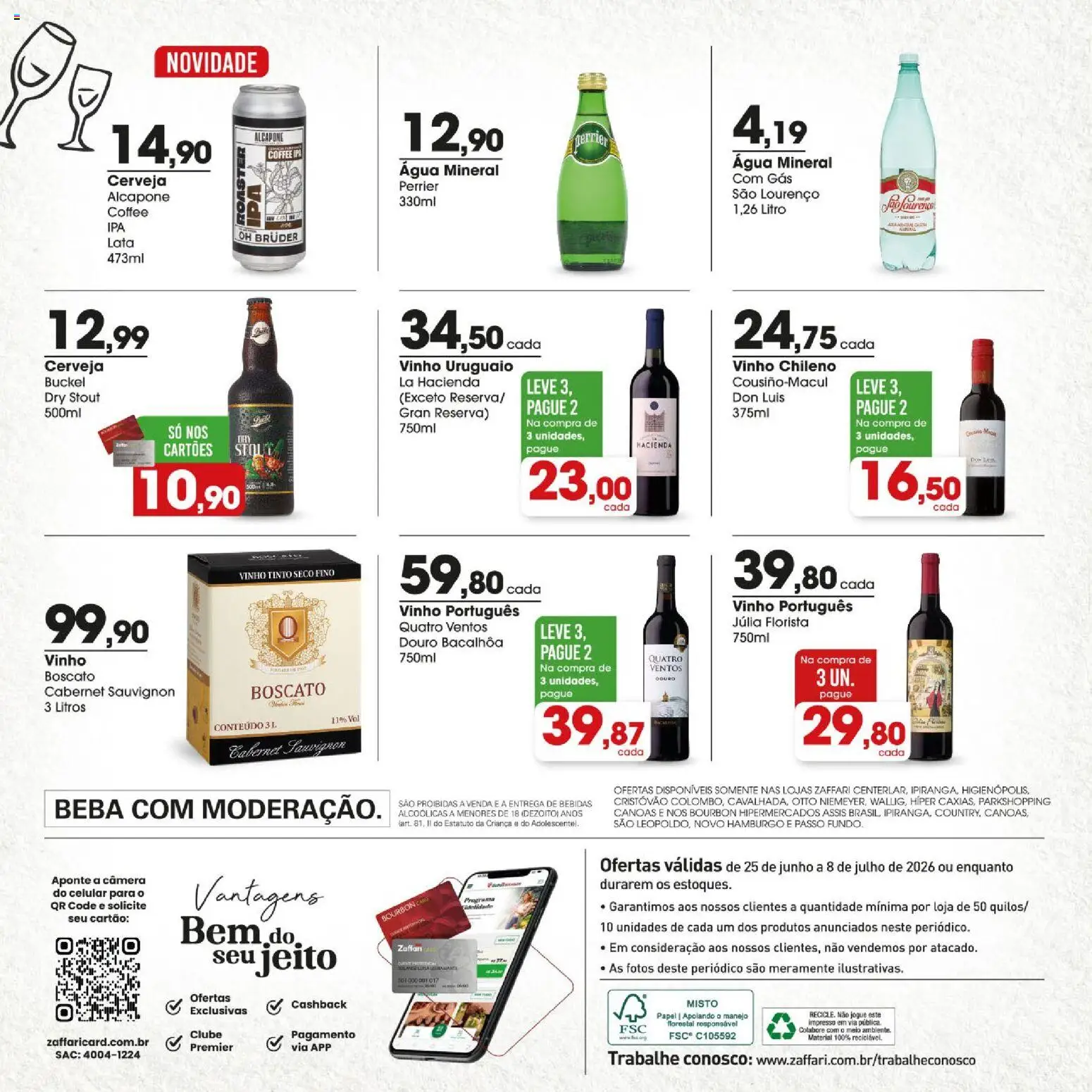 Zaffari Folheto - válido de 25/06/2026 | Página: 10 | Produtos: Cerveja, Bourbon, Água mineral, Câmera