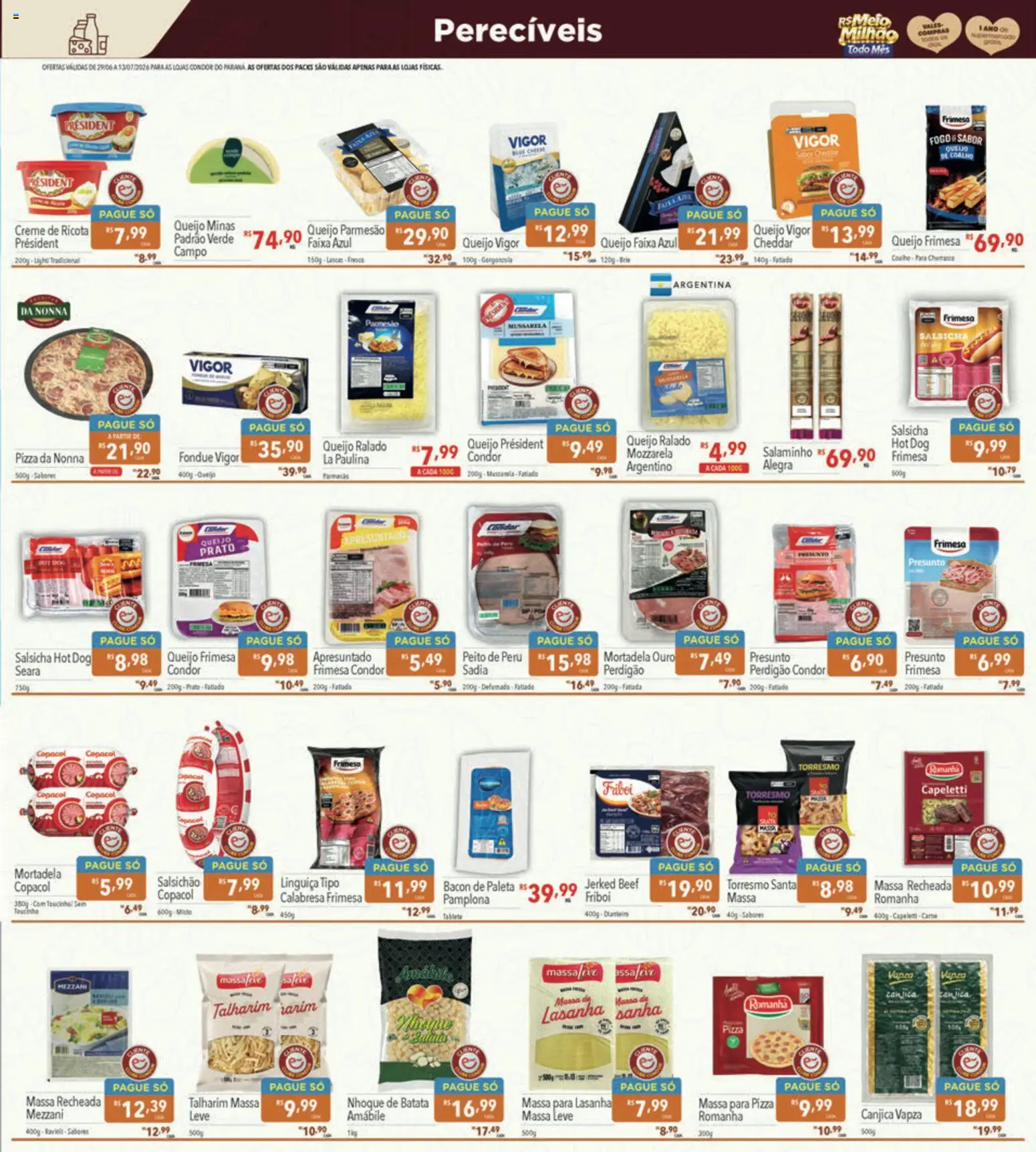Supermercados Condor Folheto - válido de 29/06/2026 | Página: 15 | Produtos: Brie, Lasanha, Queijo parmesão, Batata