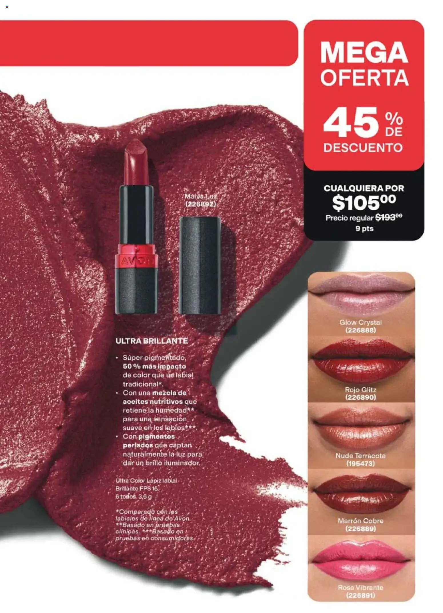 Nuevas ofertas de AVON válidas en toda la República Mexicana desde el 21/08/2026. ¡Encuentra las mejores ofertas en AVON campaña 13 2026! | Página: 160 | Productos: Brillo, Lápiz labial