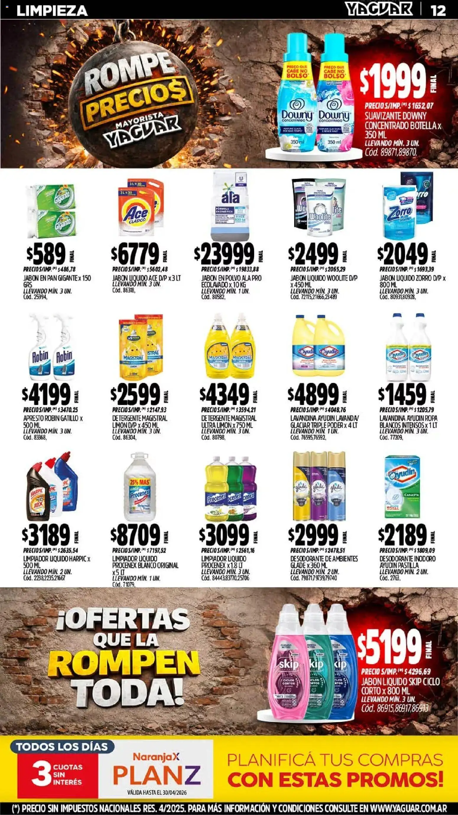 Yaguar catálogo │ válido desde el 13.04.2026 | Página: 12 | Productos: Polvo, Jabón líquido, Limpiador, Canasta