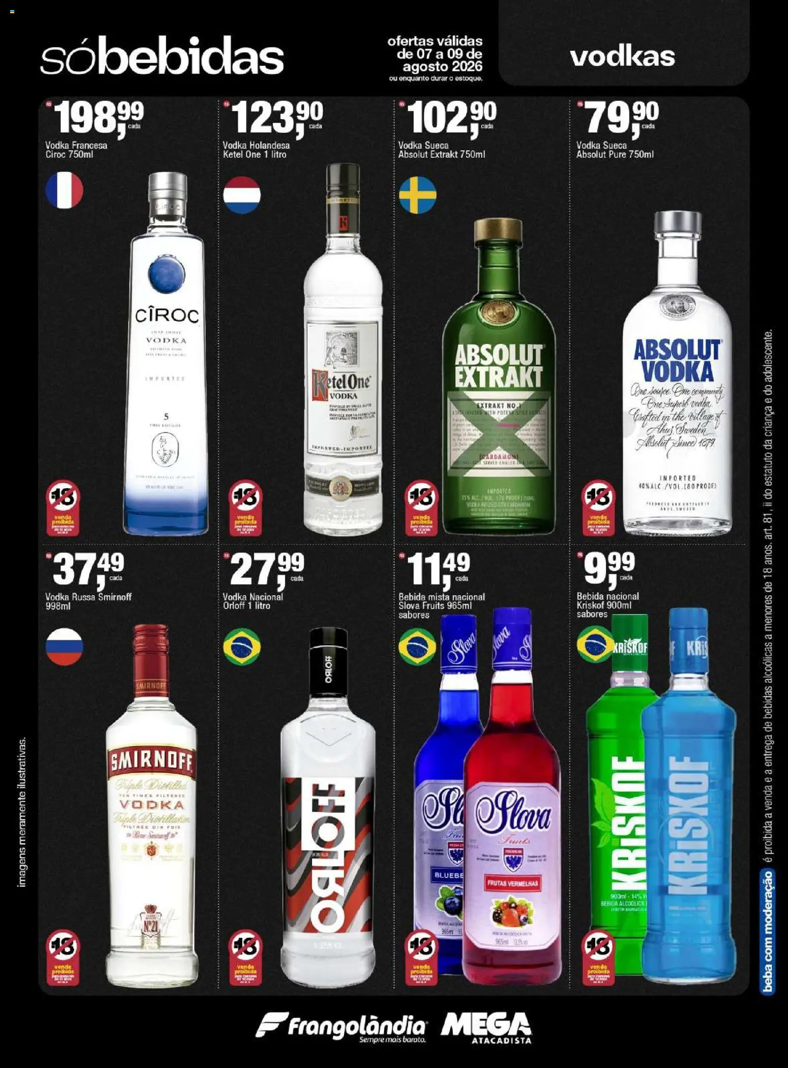 Frangolândia Folheto - válido de 07/08/2026 | Página: 3 | Produtos: Frutas, Vodka Absolut, Frutas vermelhas, Bebidas
