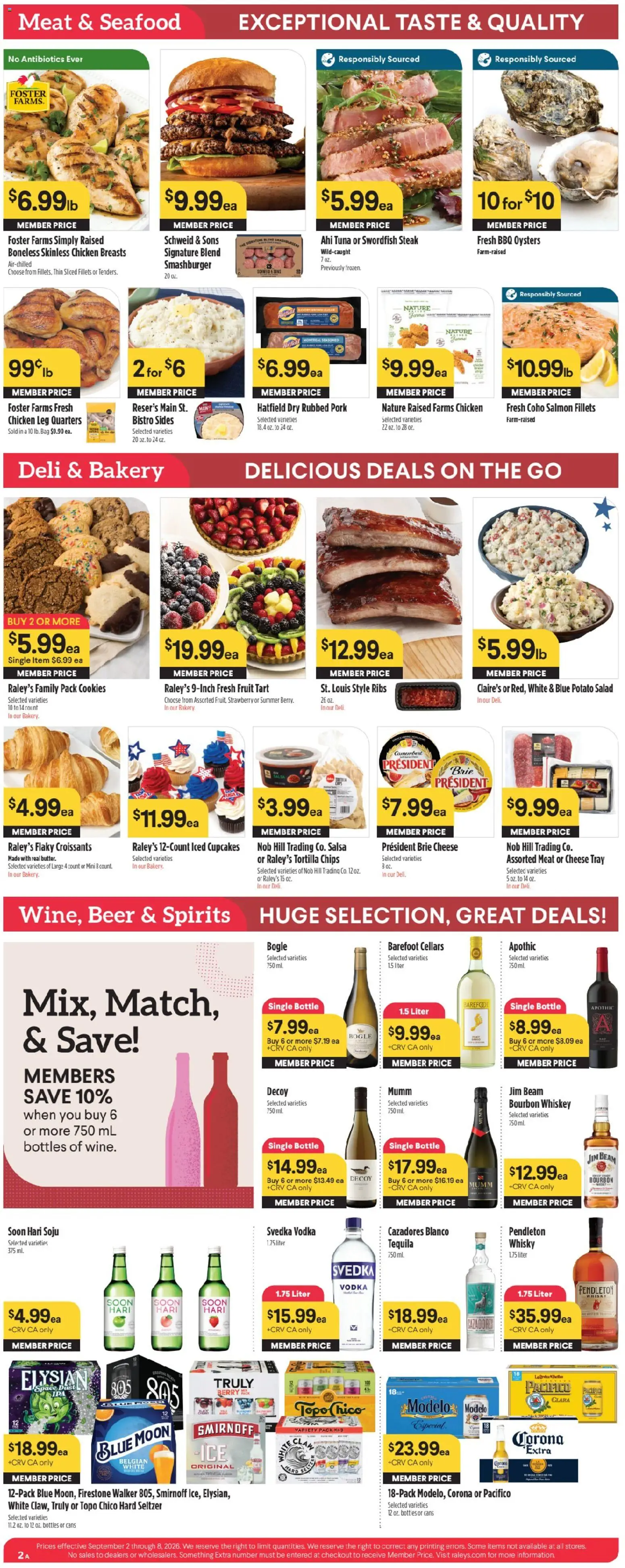 Raley's Weekly Ad - valid from 09/02/2026 | Page: 3 | Products: Jim Beam, Cookies, Salad, Salmon