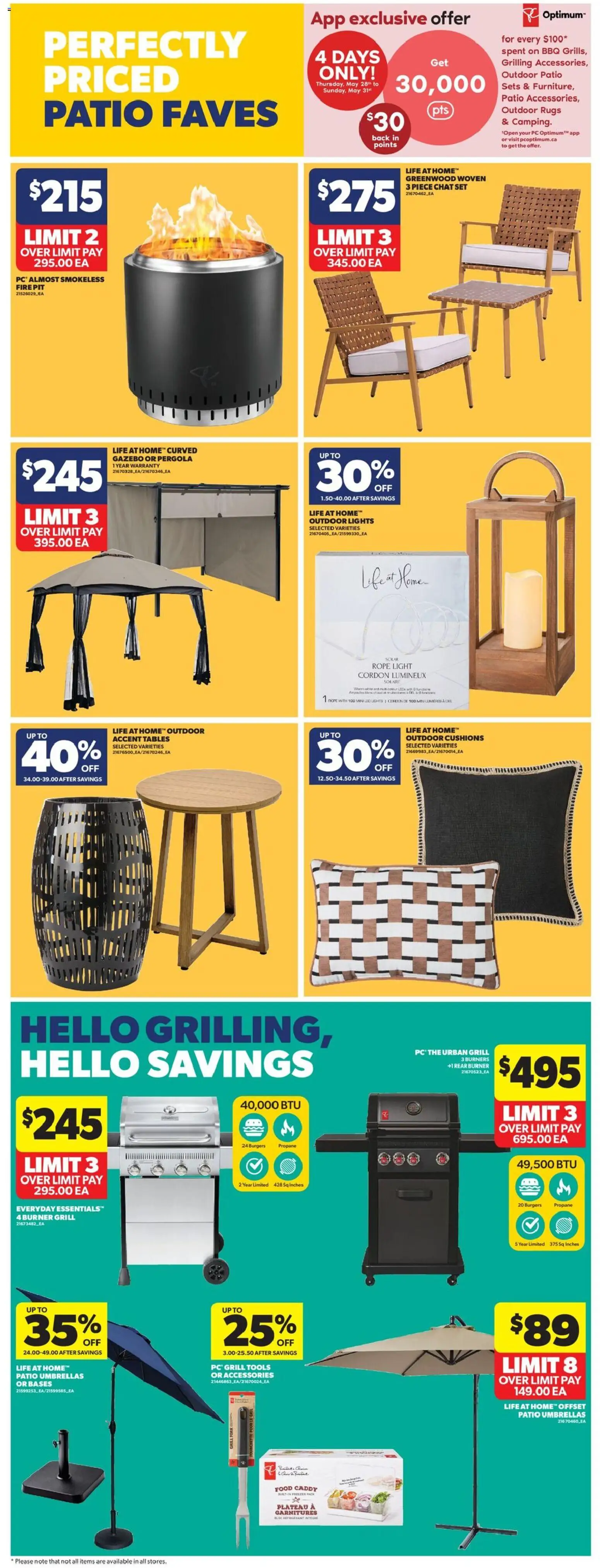Real Canadian Superstore flyer valid from 28.05.2026 | Page: 38 | Products: Umbrella, PC, Freezer, Grill